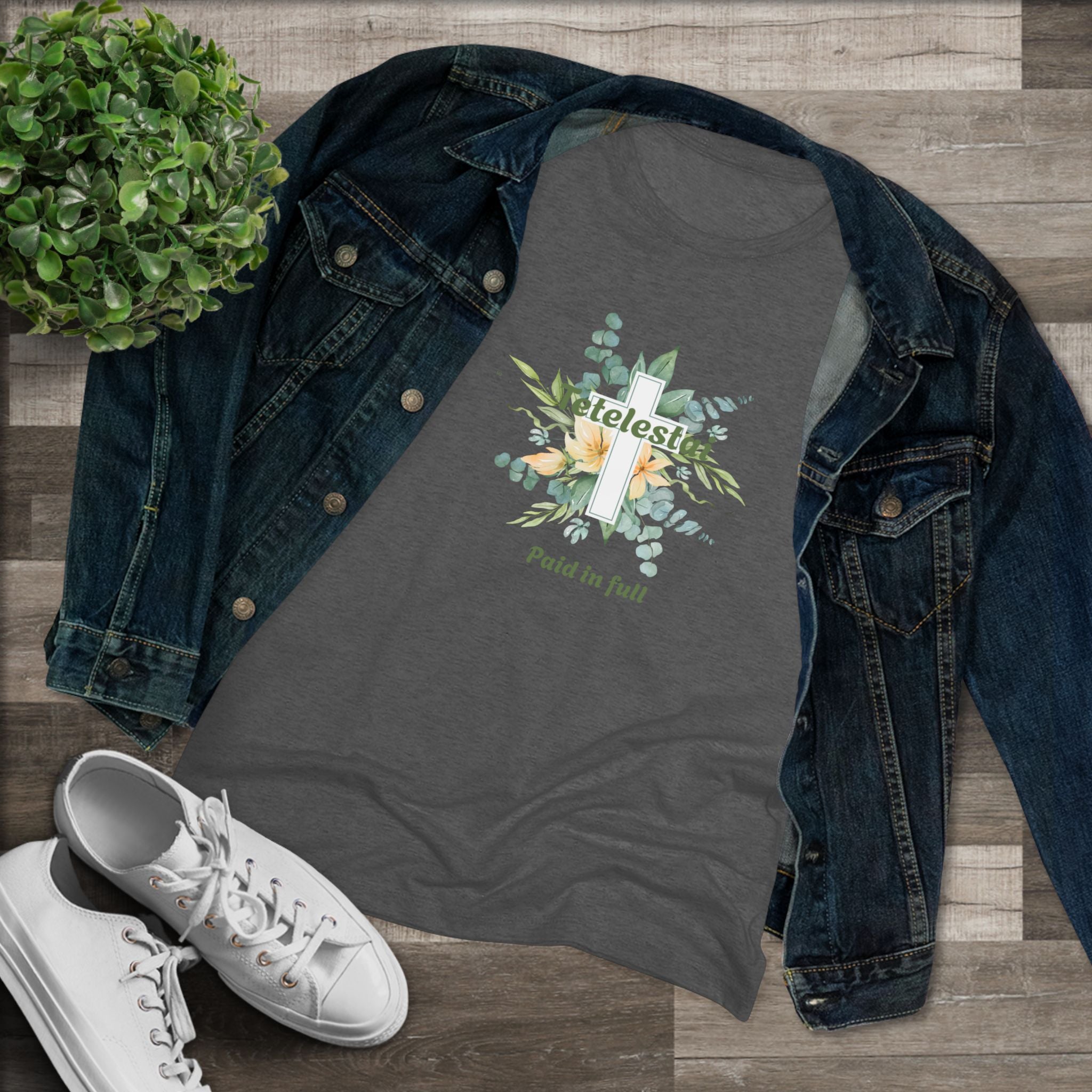 "Paid in Full" Floral Cross Graphic Tee — Women&