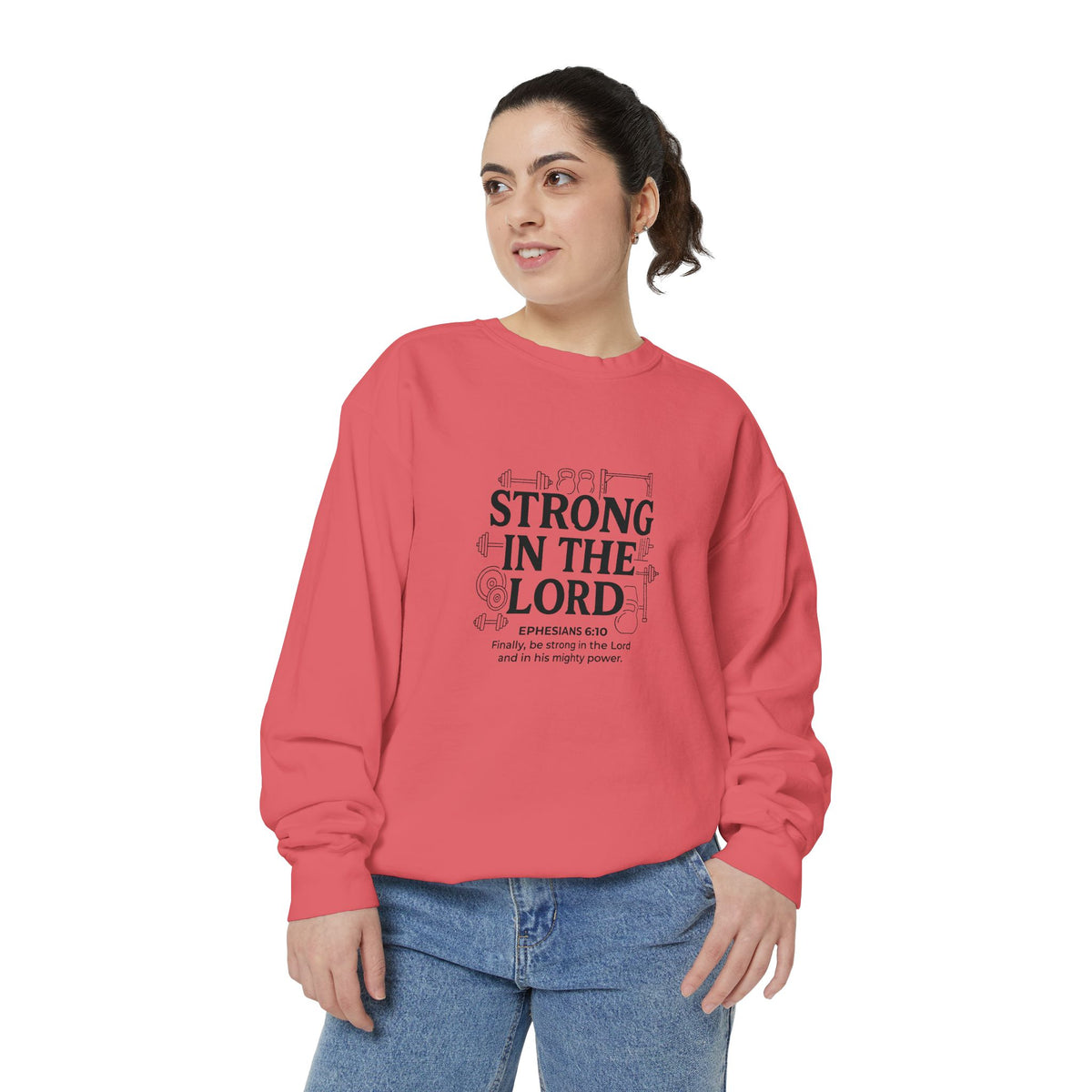 Strong in the Lord Crewneck — Ephesians 6:10 Faith Sweatshirt