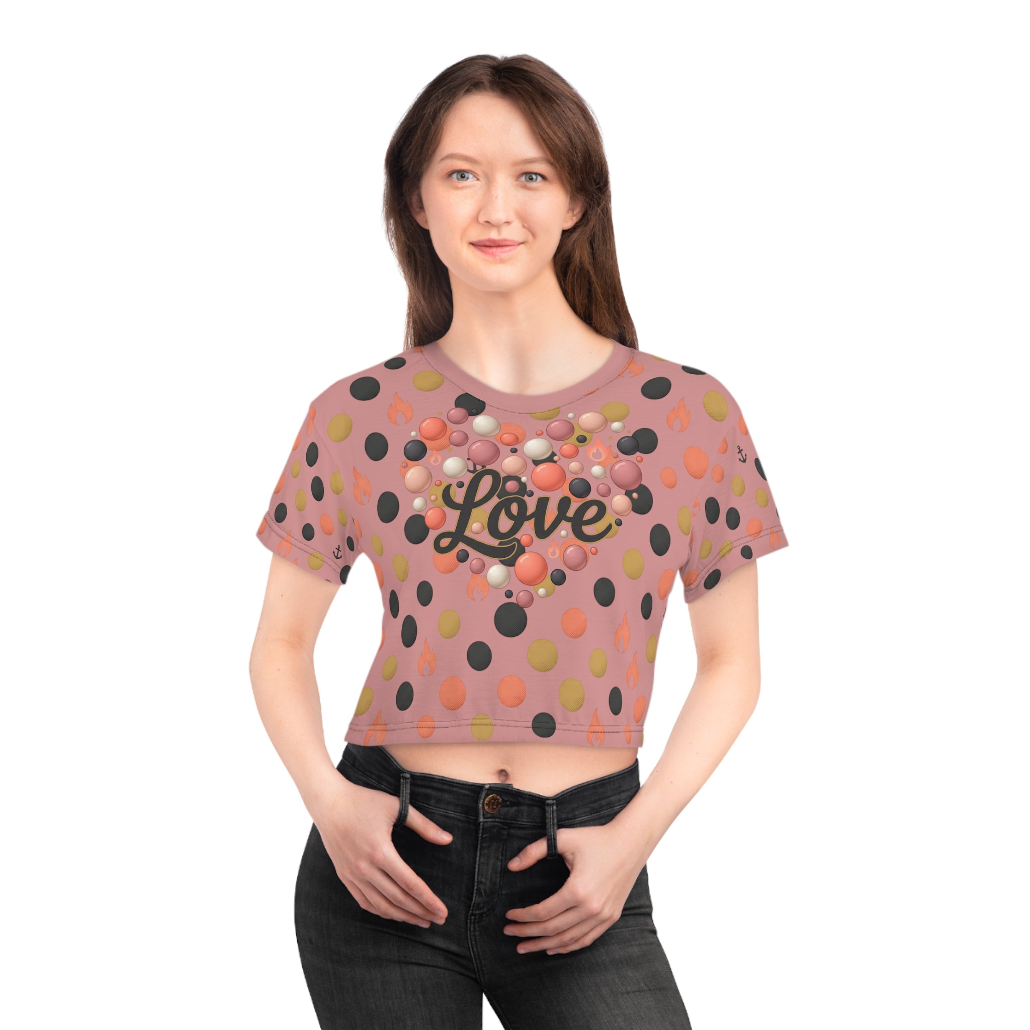 "Love" Polka Dot Crop Tee — Women&