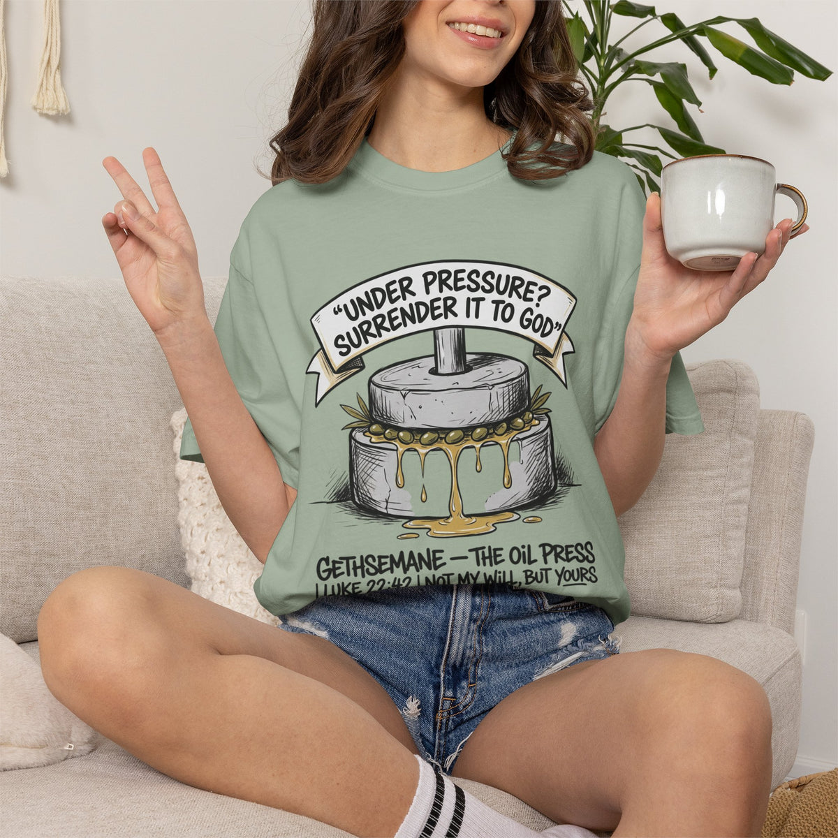 Gethsemane Tee — Under Pressure Surrender It to God Christian Shirt