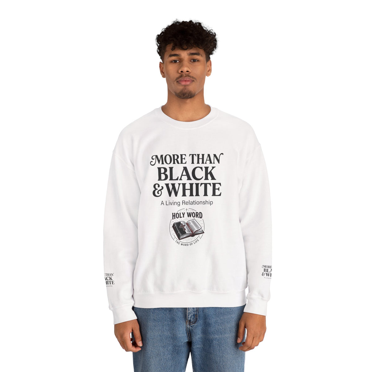 Mercy Manna More Than Black & White Crewneck Sweatshirt