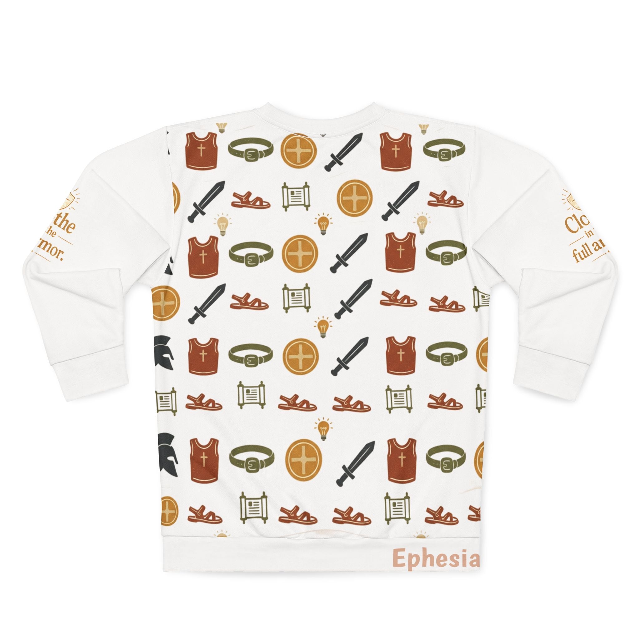 Armor & Shield All-Over Print Crewneck Sweatshirt — Unisex Graphic Pullover