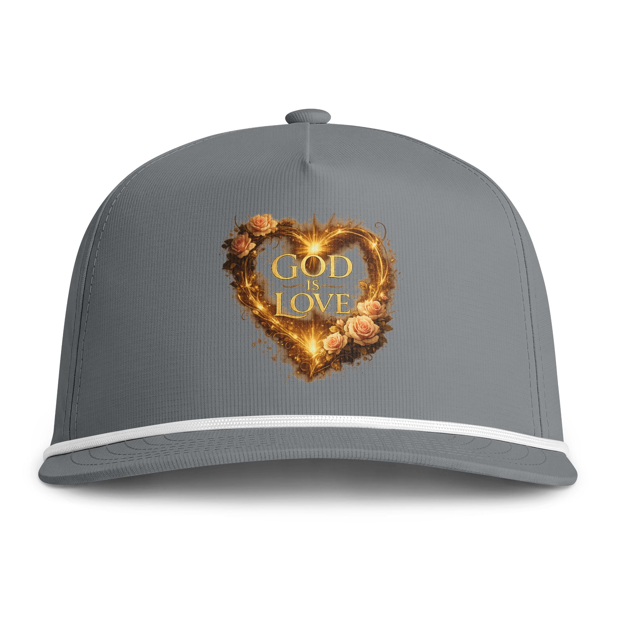 "God Is Love" Heart Rope Embroidered Baseball Cap — Adjustable Dad Hat for Men & Women