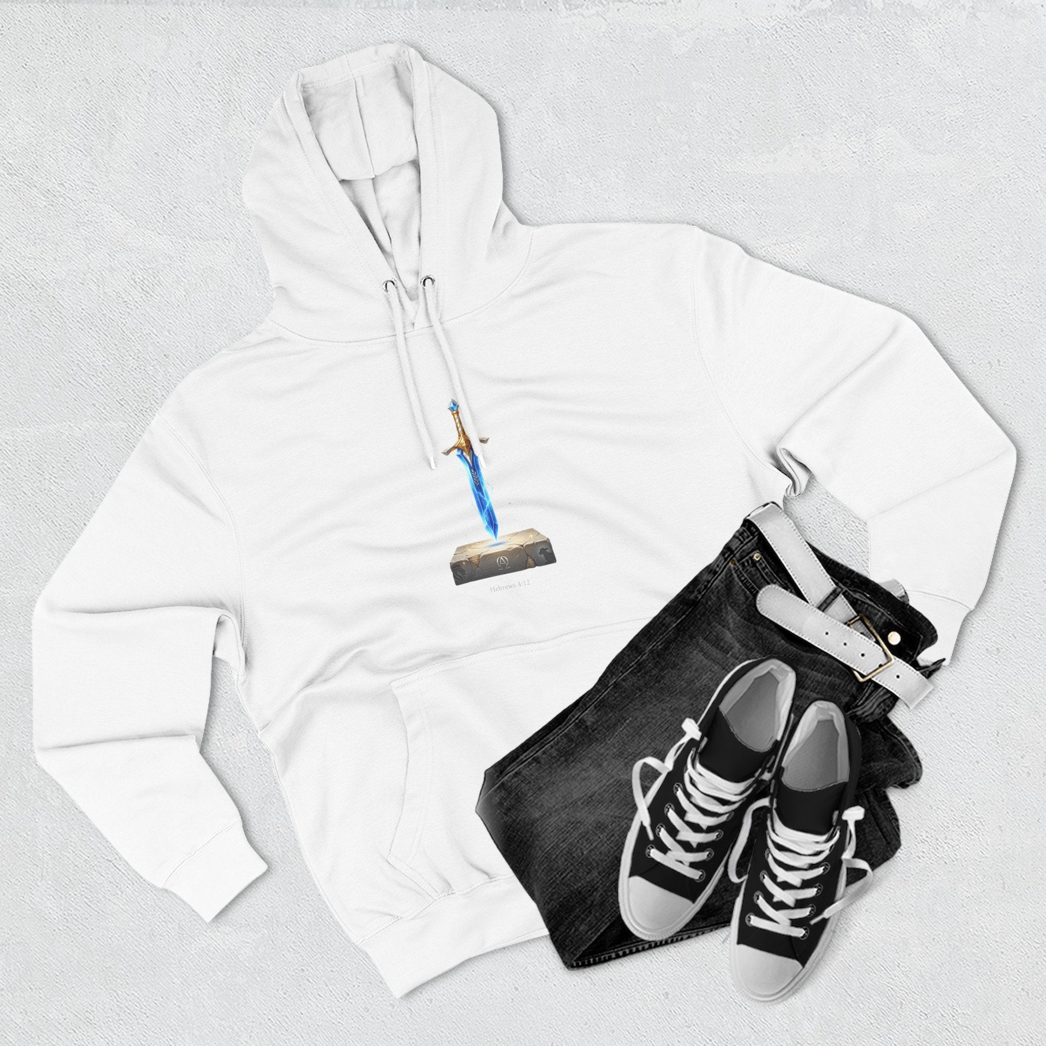 "Hebrews 4:12" Sword Graphic Pullover Hoodie — Unisex Fleece Sweatshirt