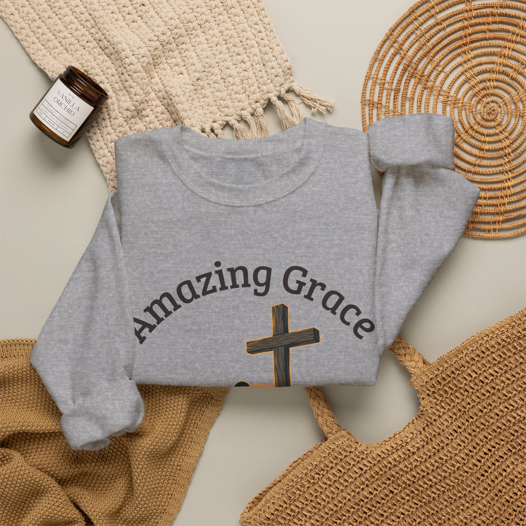 "Amazing Grace" Hallelujah Graphic Crewneck Sweatshirt — Unisex Pullover