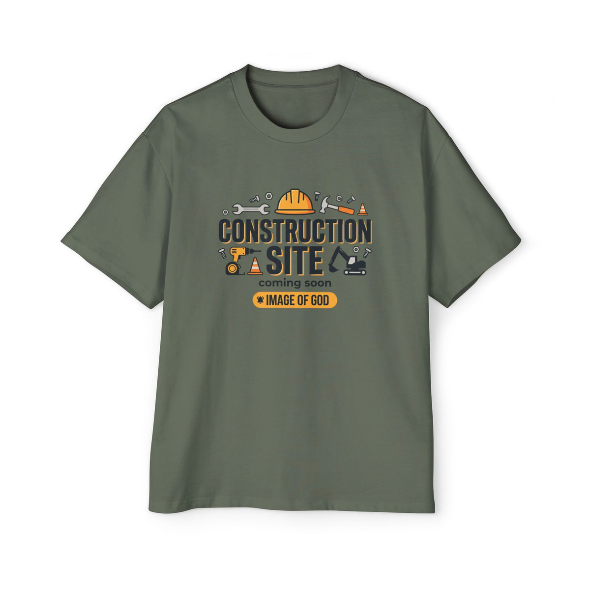 Construction Site Tee — "Coming Soon: Image of God" Graphic T-Shirt