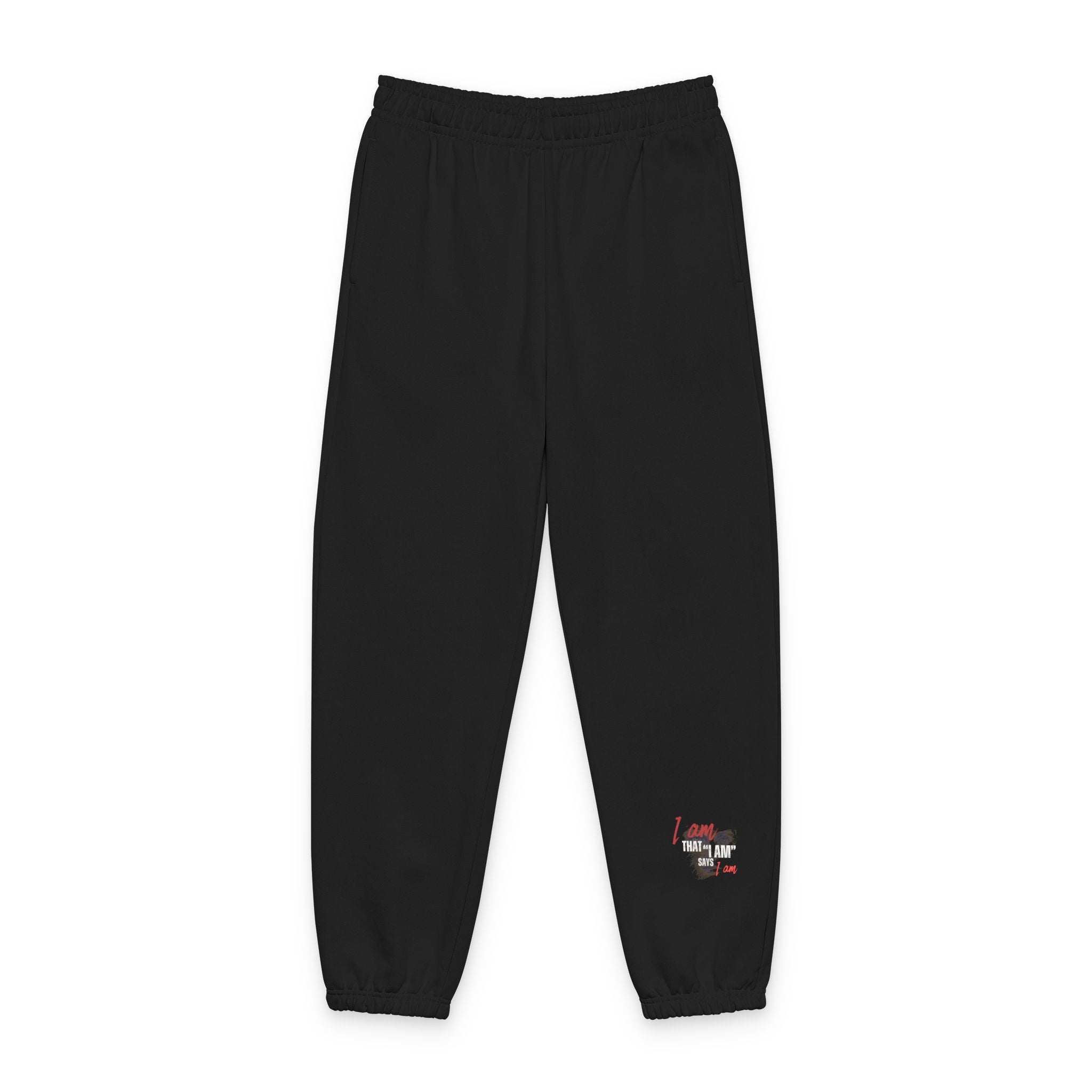 "I Am That I Am" Minimalist Sweatpants — Relaxed Fit Lounge Pants with Side Logo