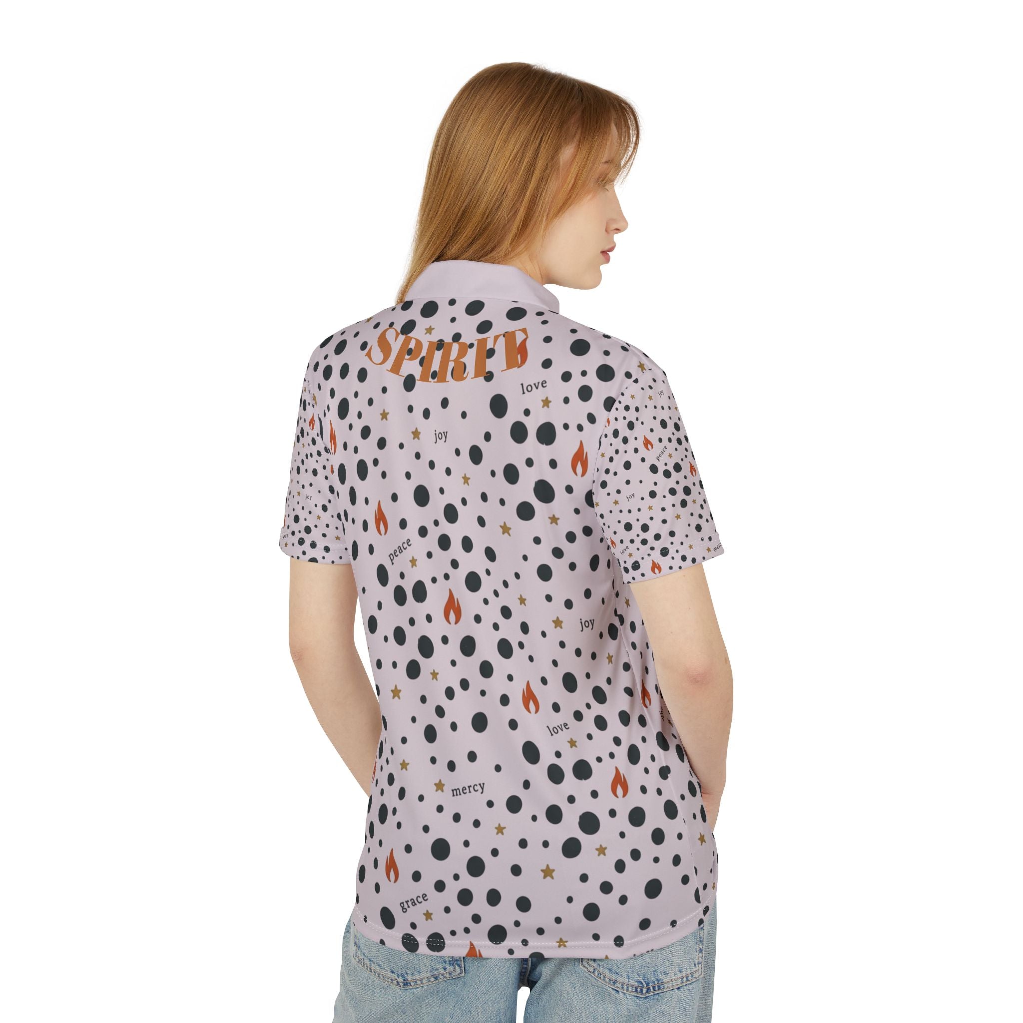 Speckled Flame & Dot Pattern Polo Shirt — Unisex Casual Graphic Polo
