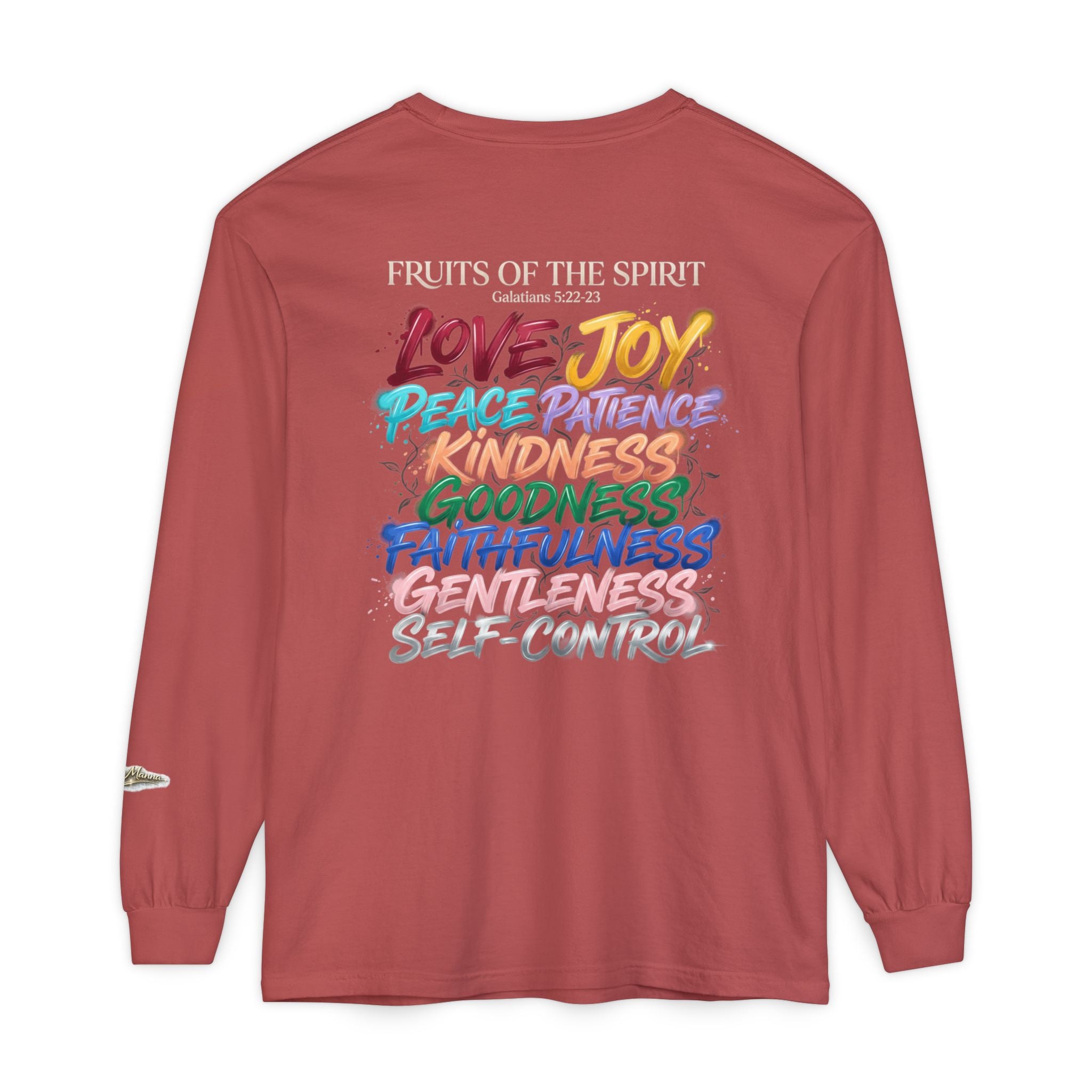 "Spirit Fruit" Galatians 5 Garment-Dyed Long Sleeve Tee — Unisex Graphic Shirt
