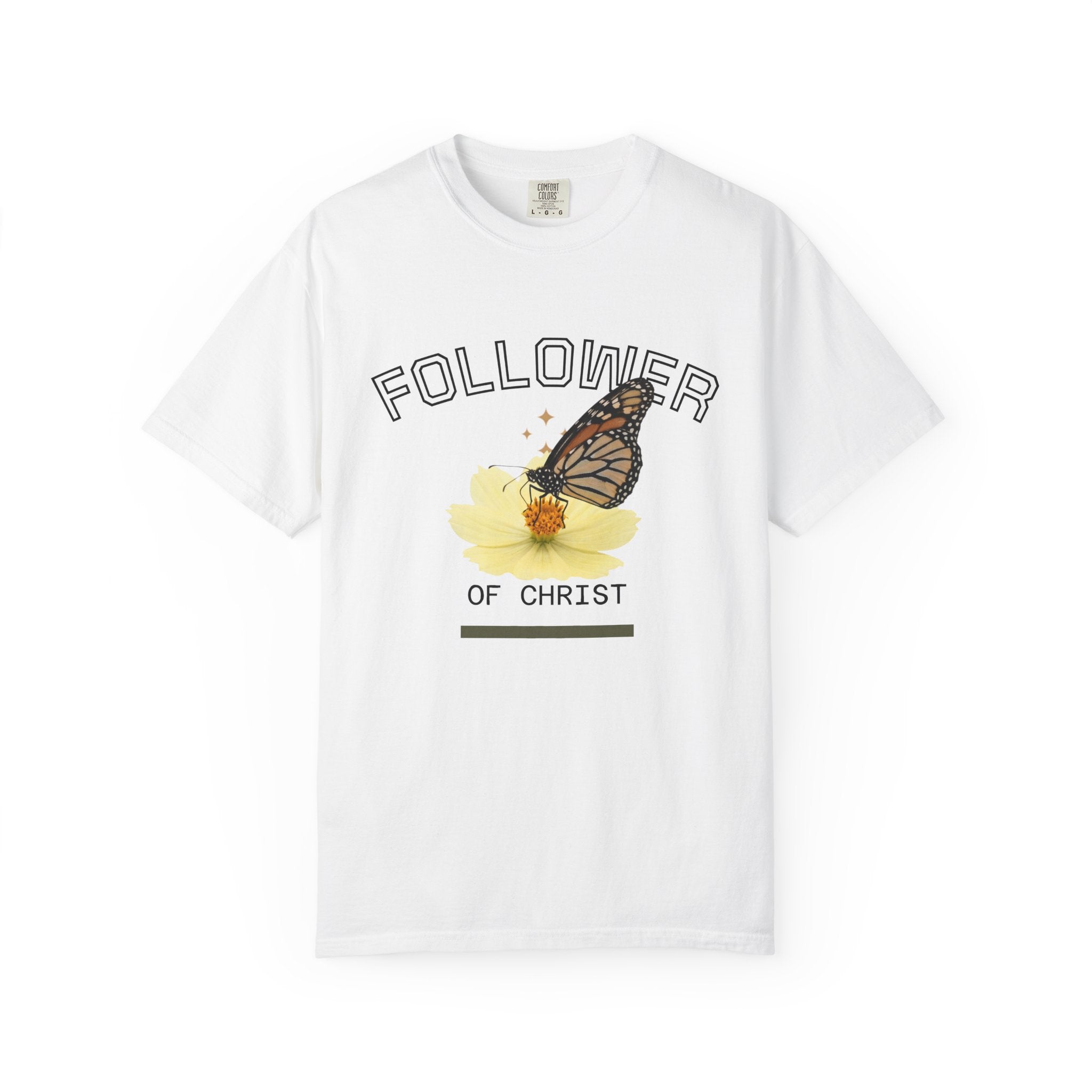Butterfly Graphic T-Shirt — "Follow Me" 1 Corinthians 11:1 Unisex Tee