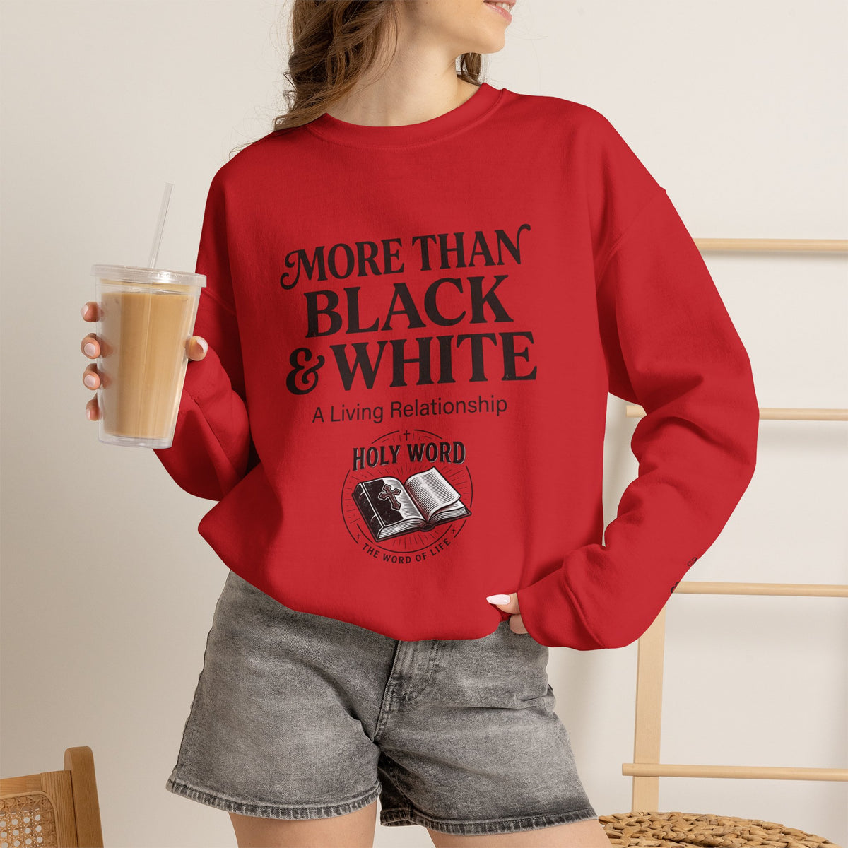 Mercy Manna More Than Black & White Crewneck Sweatshirt