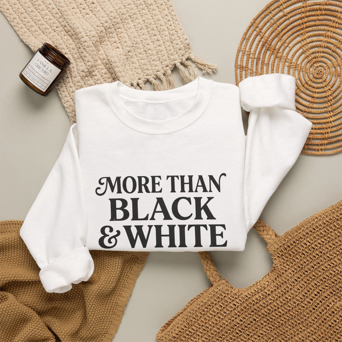 Mercy Manna More Than Black & White Crewneck Sweatshirt