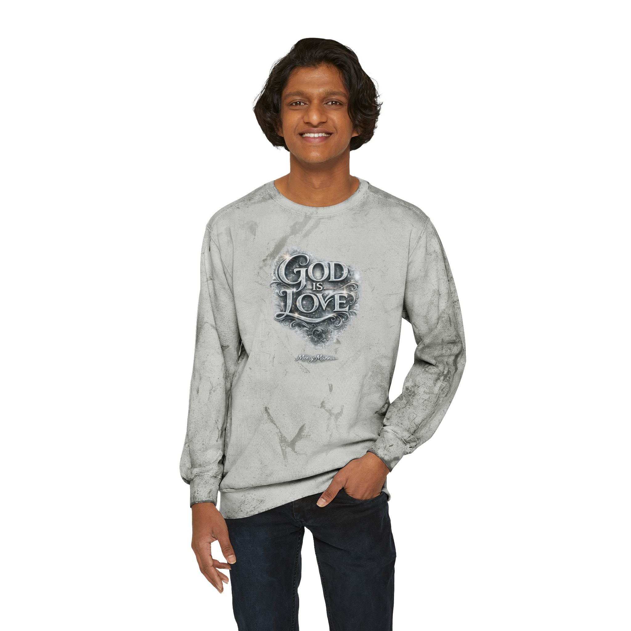 "God Is Love" Tie-Dye Crewneck Sweatshirt — Unisex Graphic Pullover