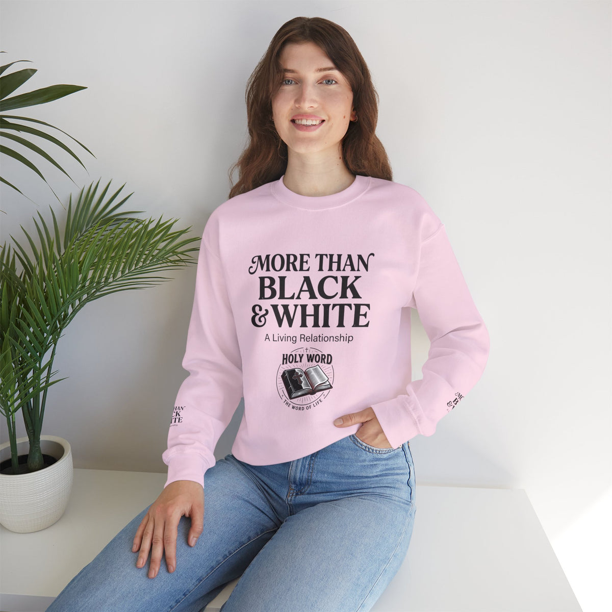 Mercy Manna More Than Black & White Crewneck Sweatshirt