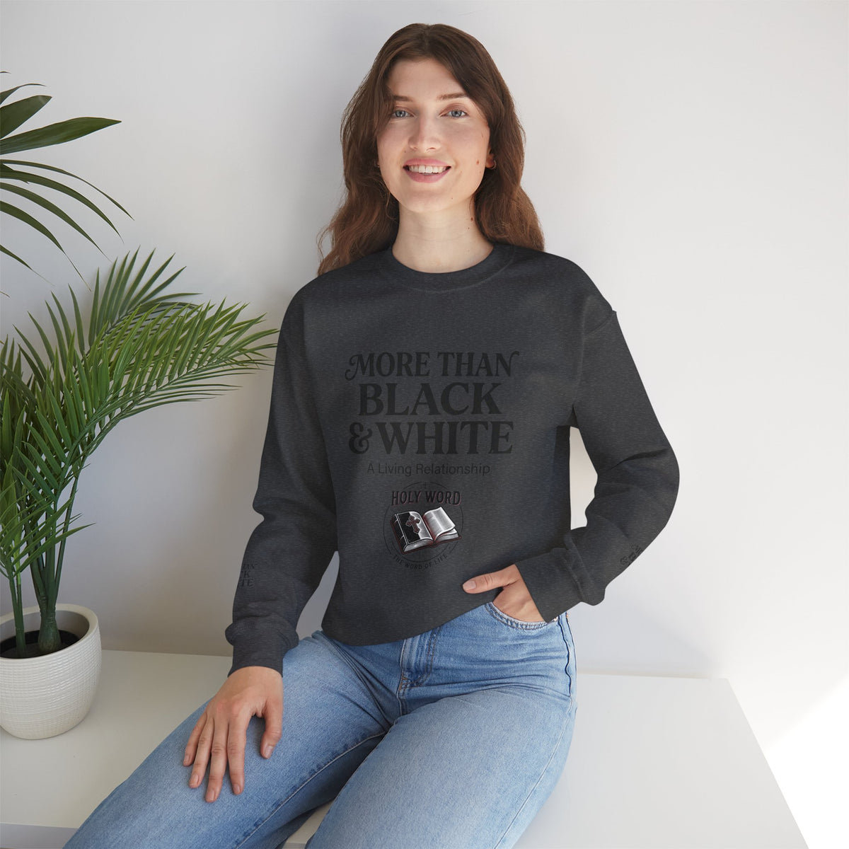 Mercy Manna More Than Black & White Crewneck Sweatshirt