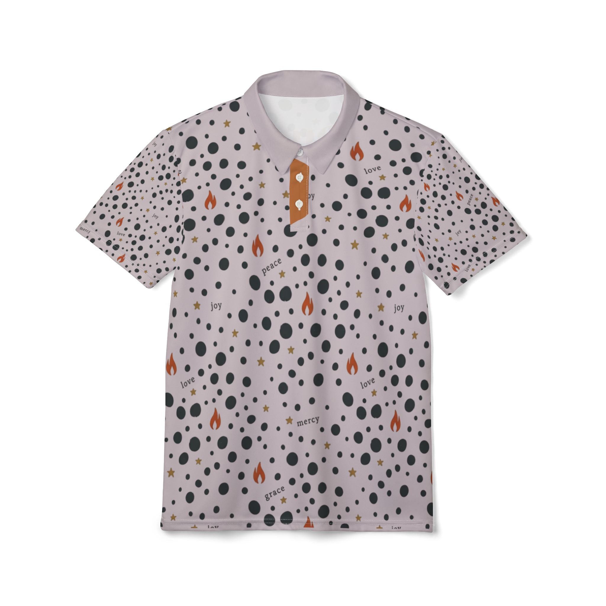 Speckled Flame & Dot Pattern Polo Shirt — Unisex Casual Graphic Polo