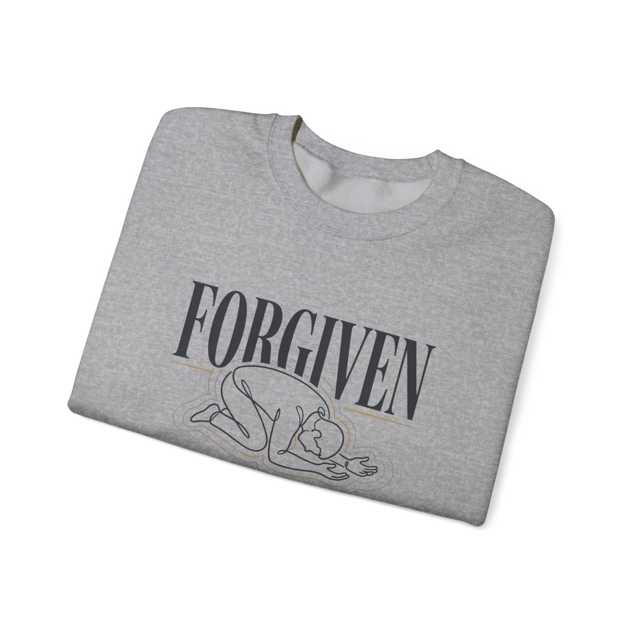 "Forgiven" Heavy Blend Crewneck Sweatshirt — Unisex Graphic Pullover