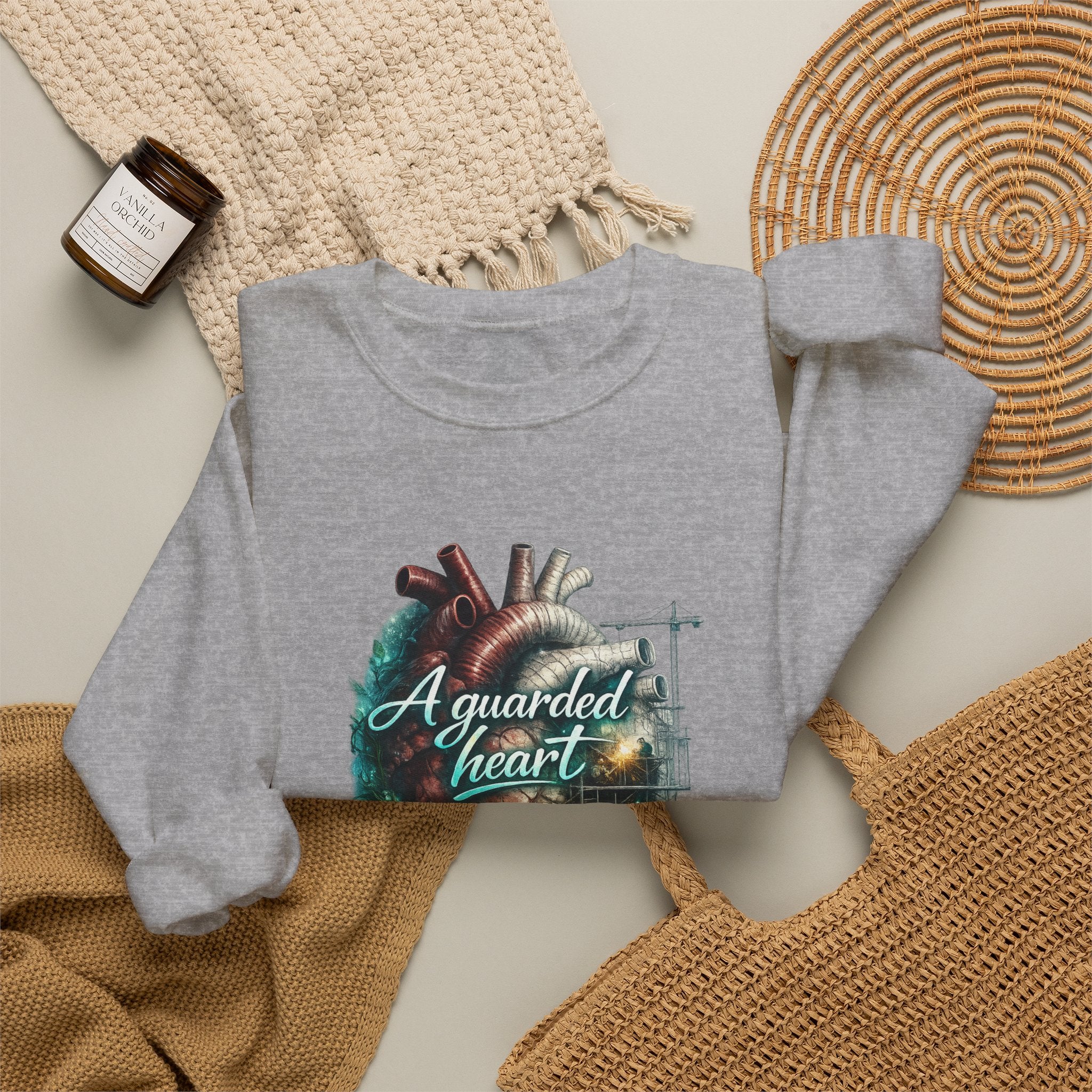 "A Guarded Heart" Crewneck Sweatshirt — Unisex Graphic Pullover