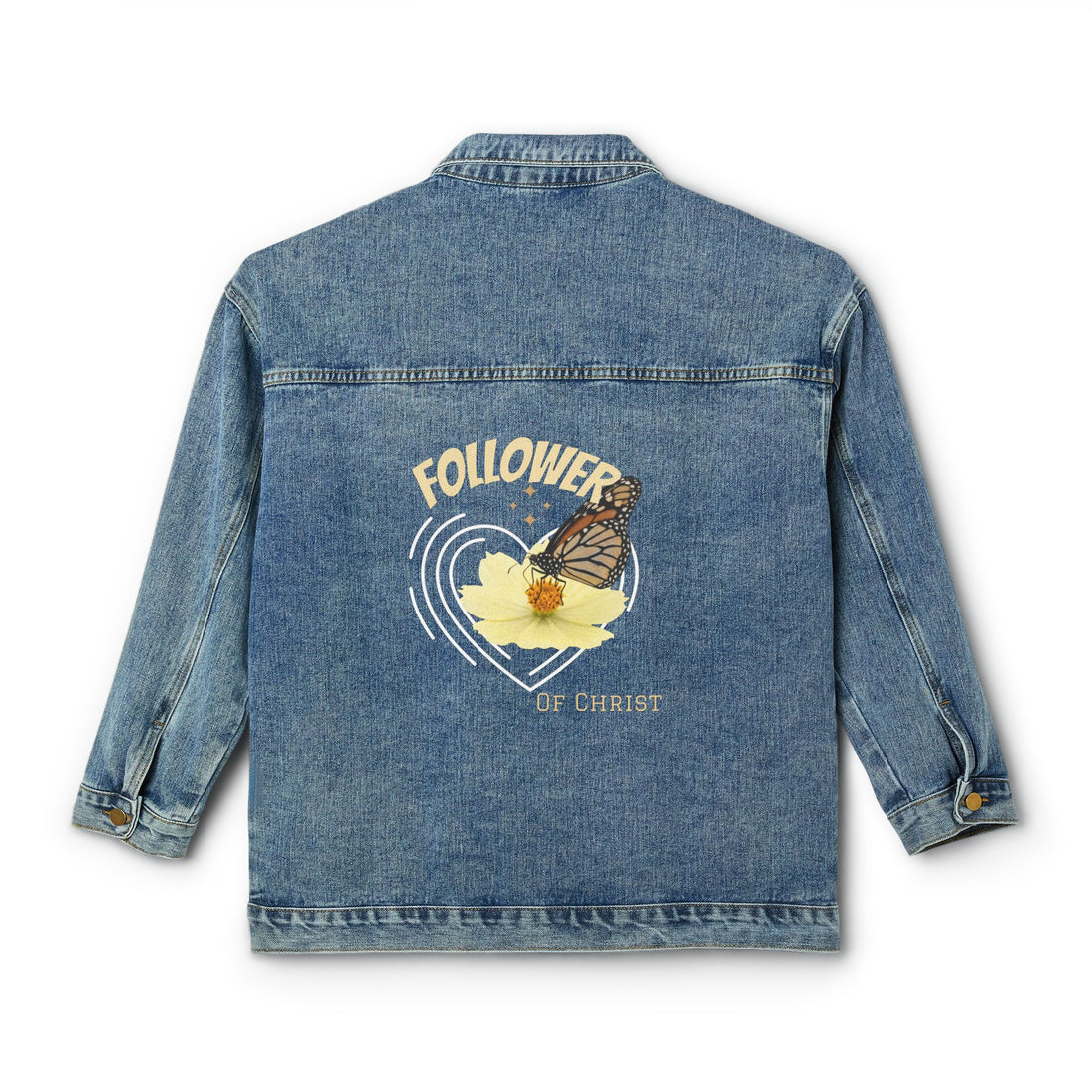 Floral Butterfly Embroidered Denim Jacket — Women&