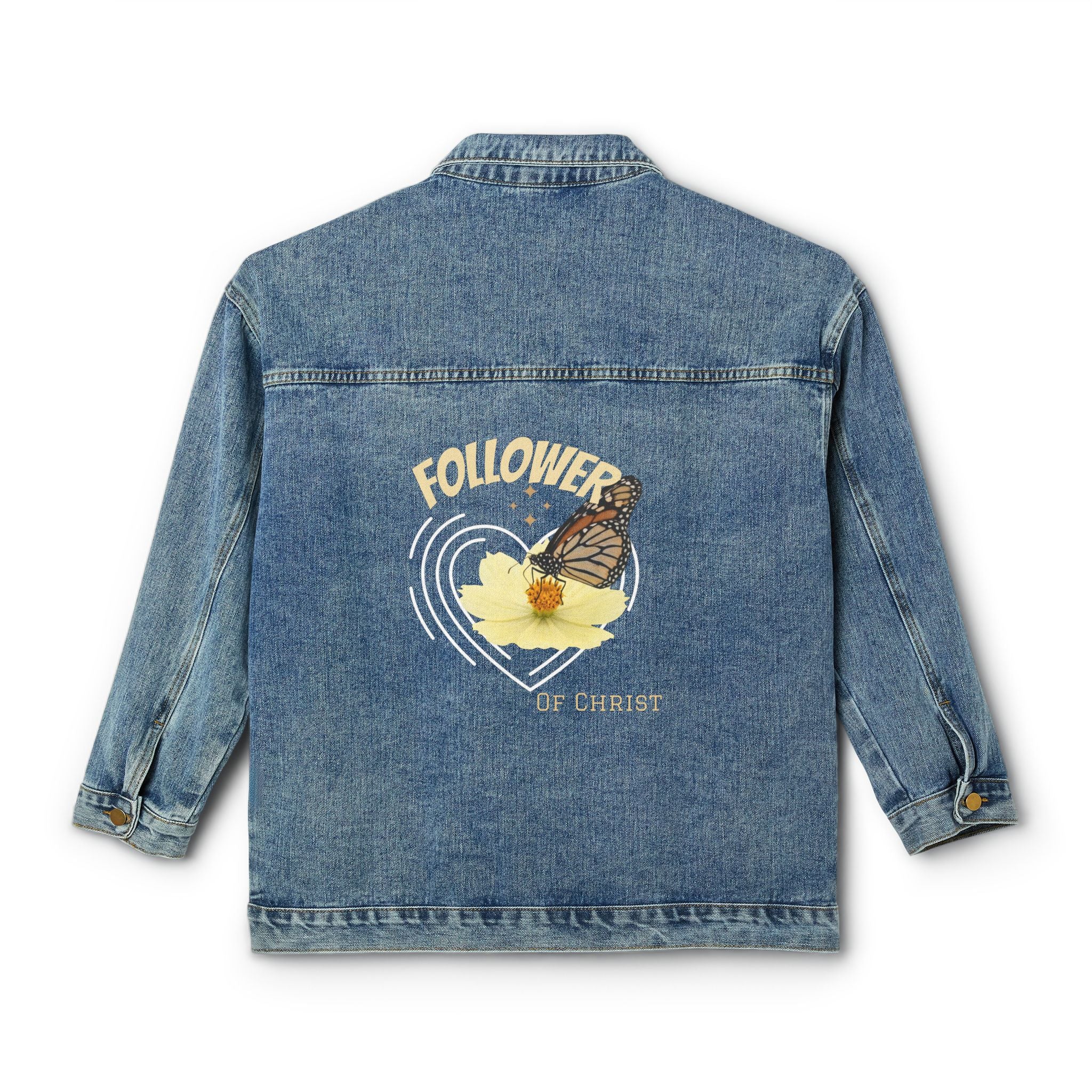 Floral Butterfly Embroidered Denim Jacket — Women&