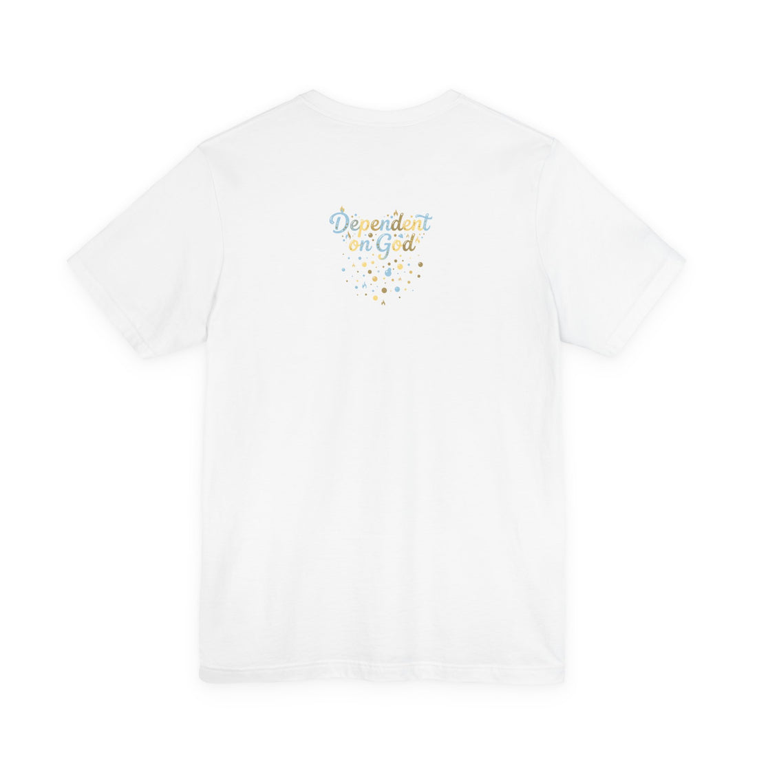 "Dependent on God" Pastel Script & Stars Graphic Tee — Unisex Cotton T-Shirt