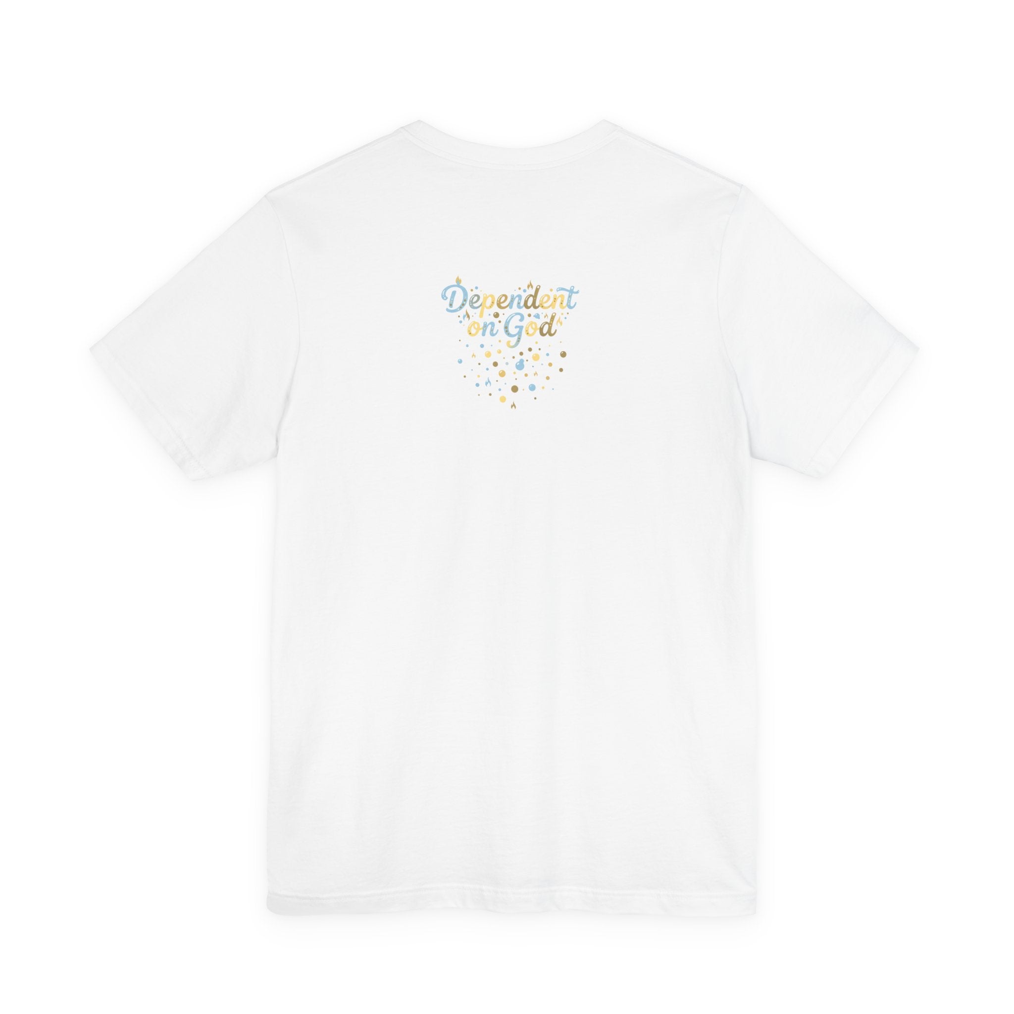 "Dependent on God" Pastel Script & Stars Graphic Tee — Unisex Cotton T-Shirt