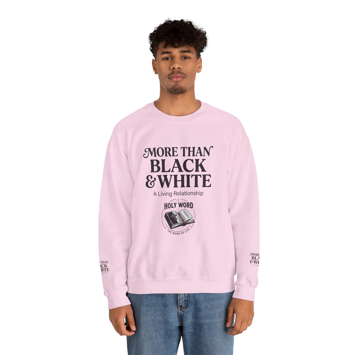 Mercy Manna More Than Black & White Crewneck Sweatshirt