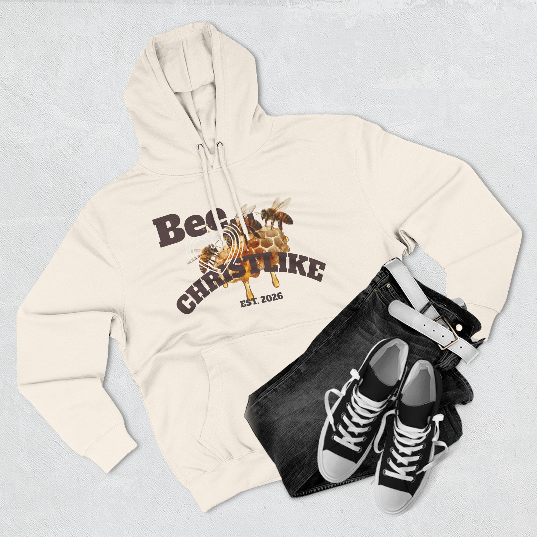 "Be Christlike" Honeybee Graphic Pullover Hoodie — Unisex Fleece Sweatshirt