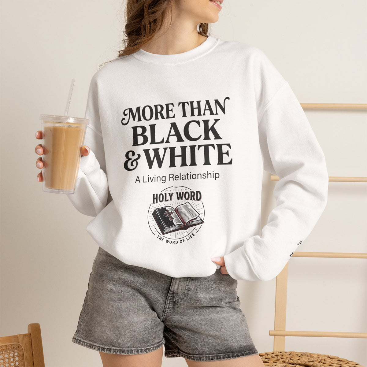 Mercy Manna More Than Black & White Crewneck Sweatshirt