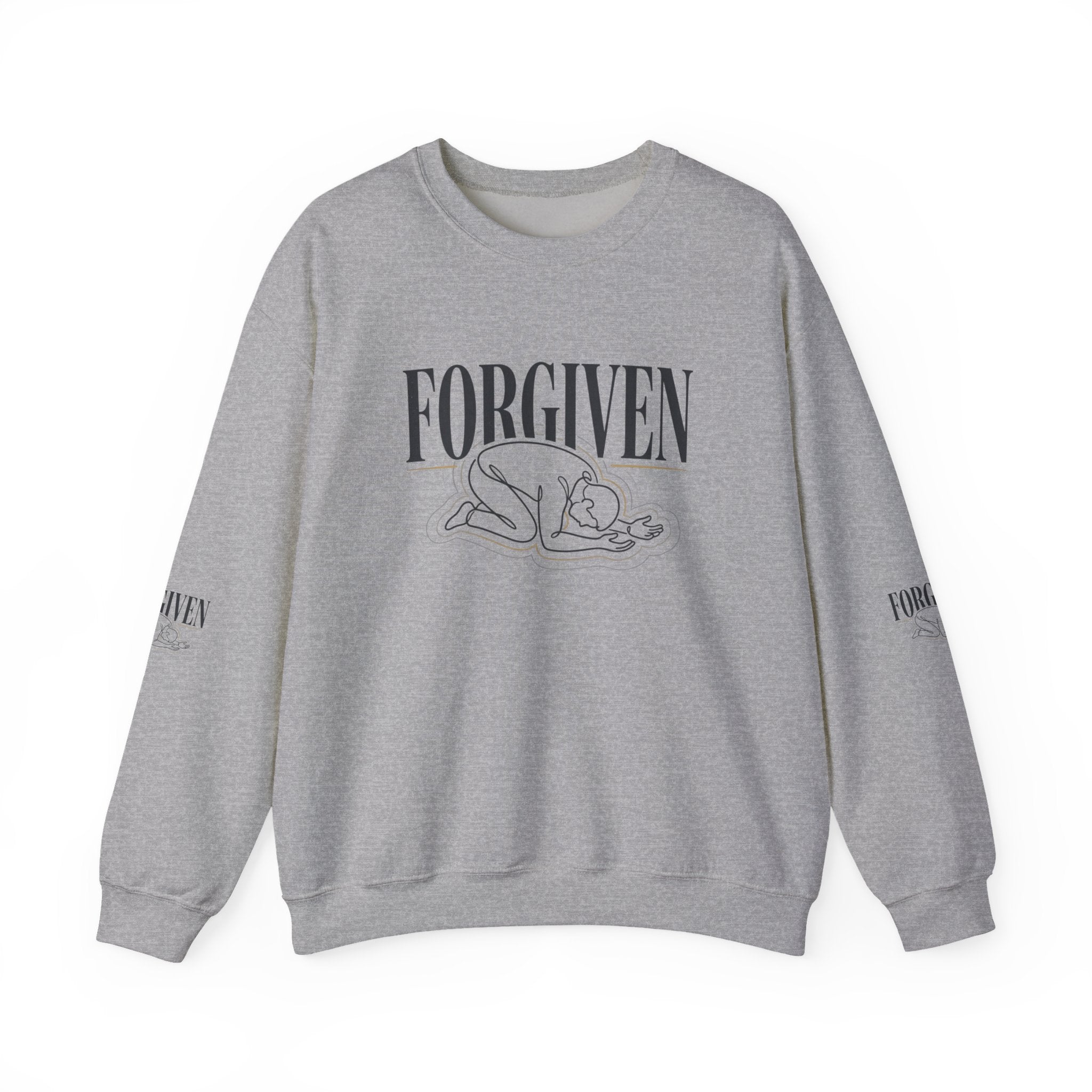 "Forgiven" Heavy Blend Crewneck Sweatshirt — Unisex Graphic Pullover