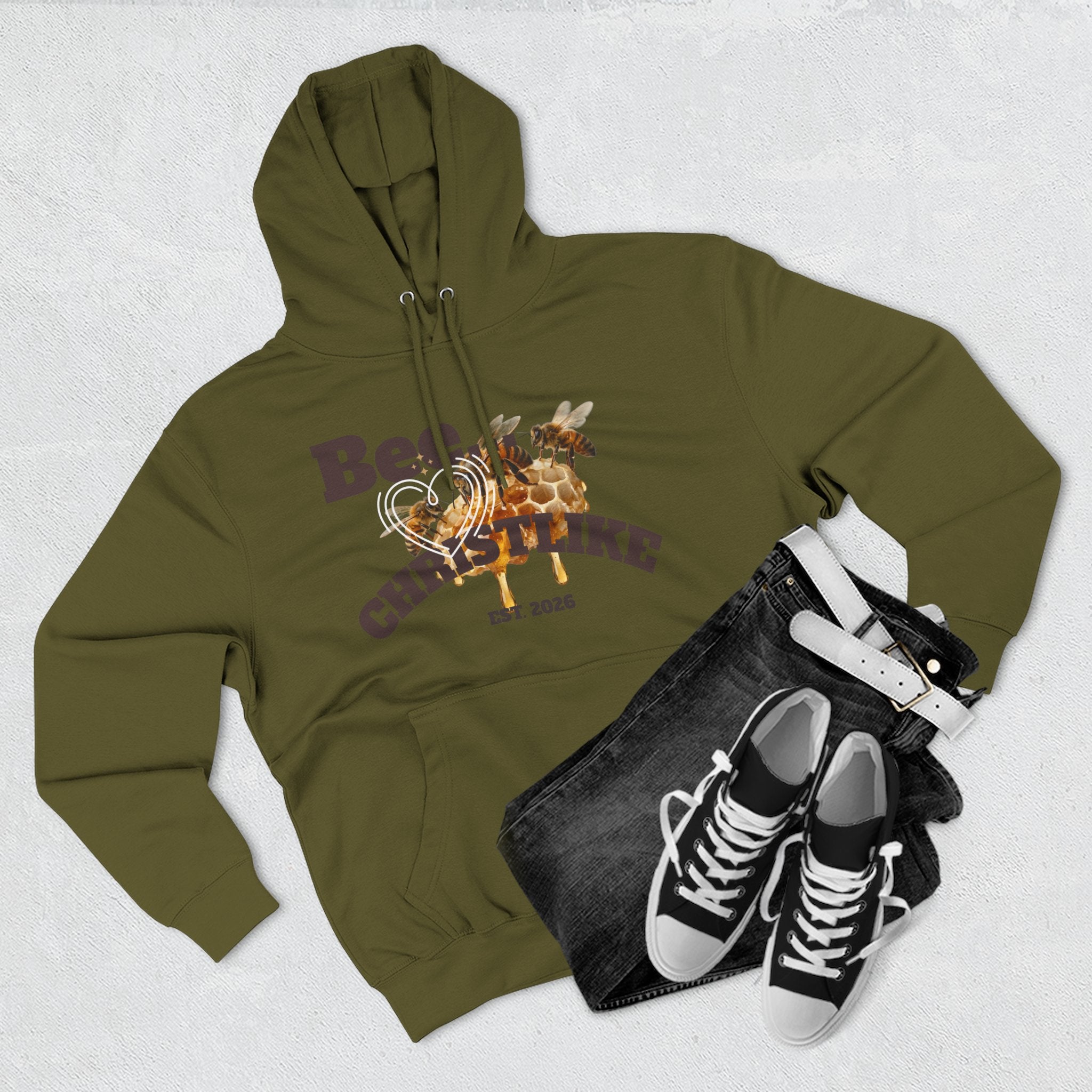 "Be Christlike" Honeybee Graphic Pullover Hoodie — Unisex Fleece Sweatshirt