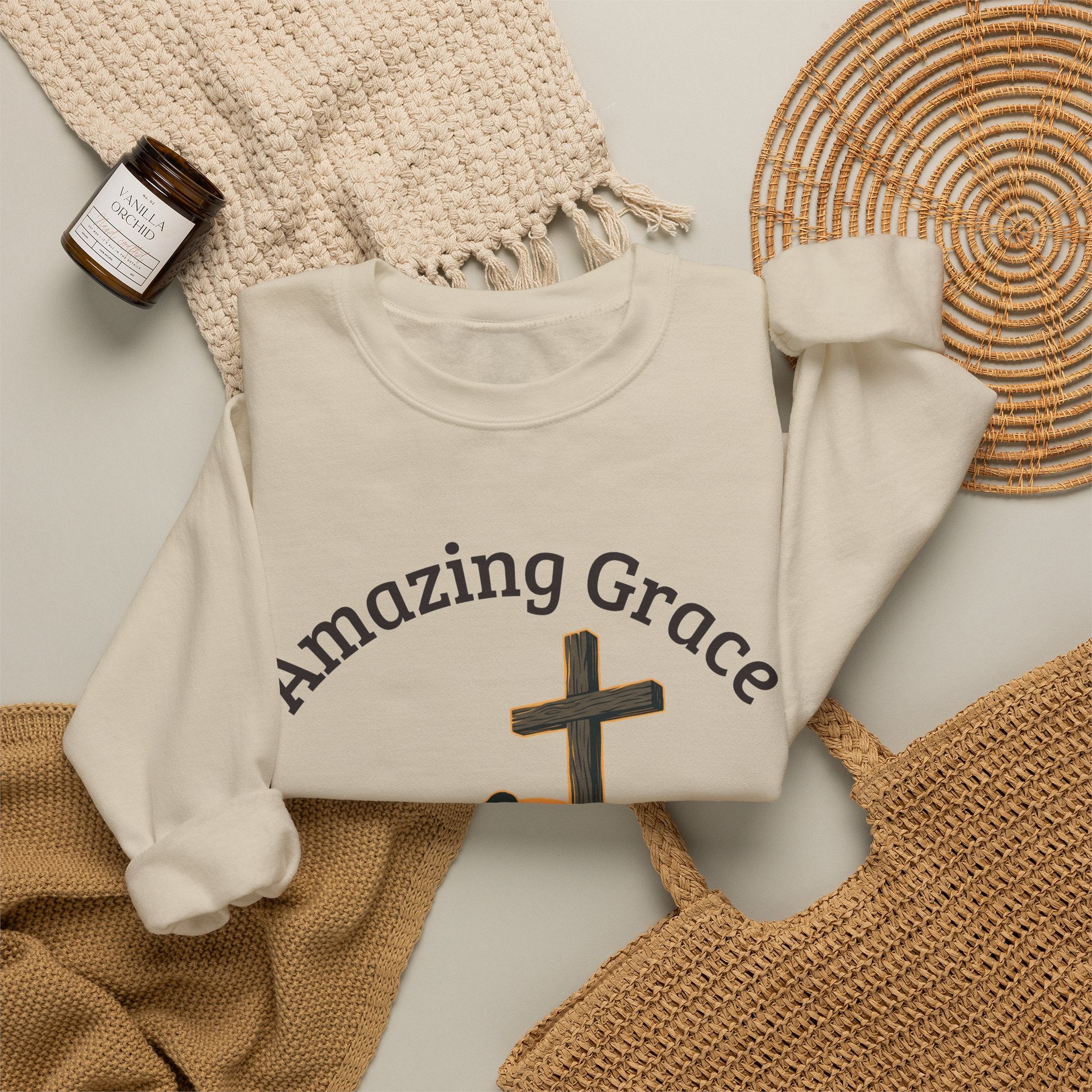 "Amazing Grace" Hallelujah Graphic Crewneck Sweatshirt — Unisex Pullover