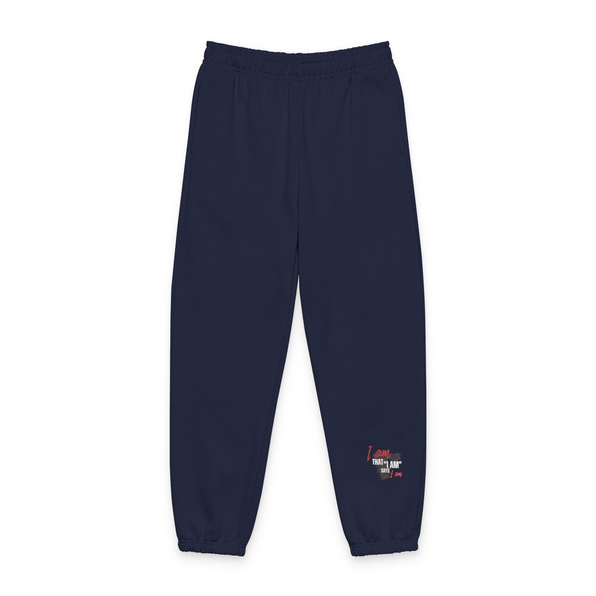 "I Am That I Am" Minimalist Sweatpants — Relaxed Fit Lounge Pants with Side Logo