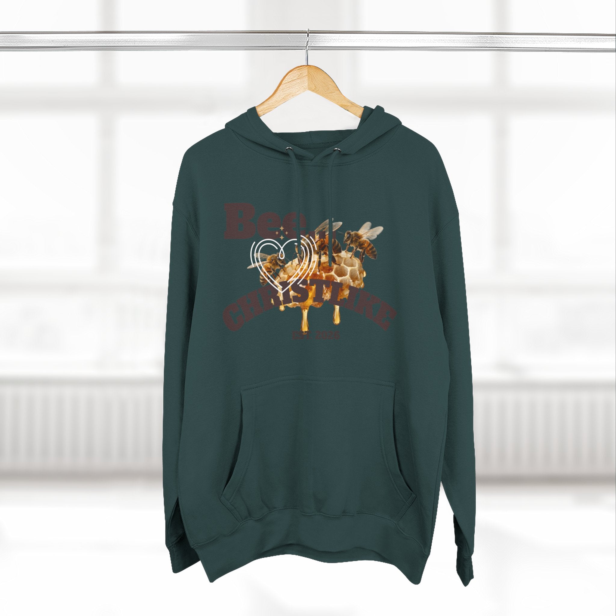 "Be Christlike" Honeybee Graphic Pullover Hoodie — Unisex Fleece Sweatshirt