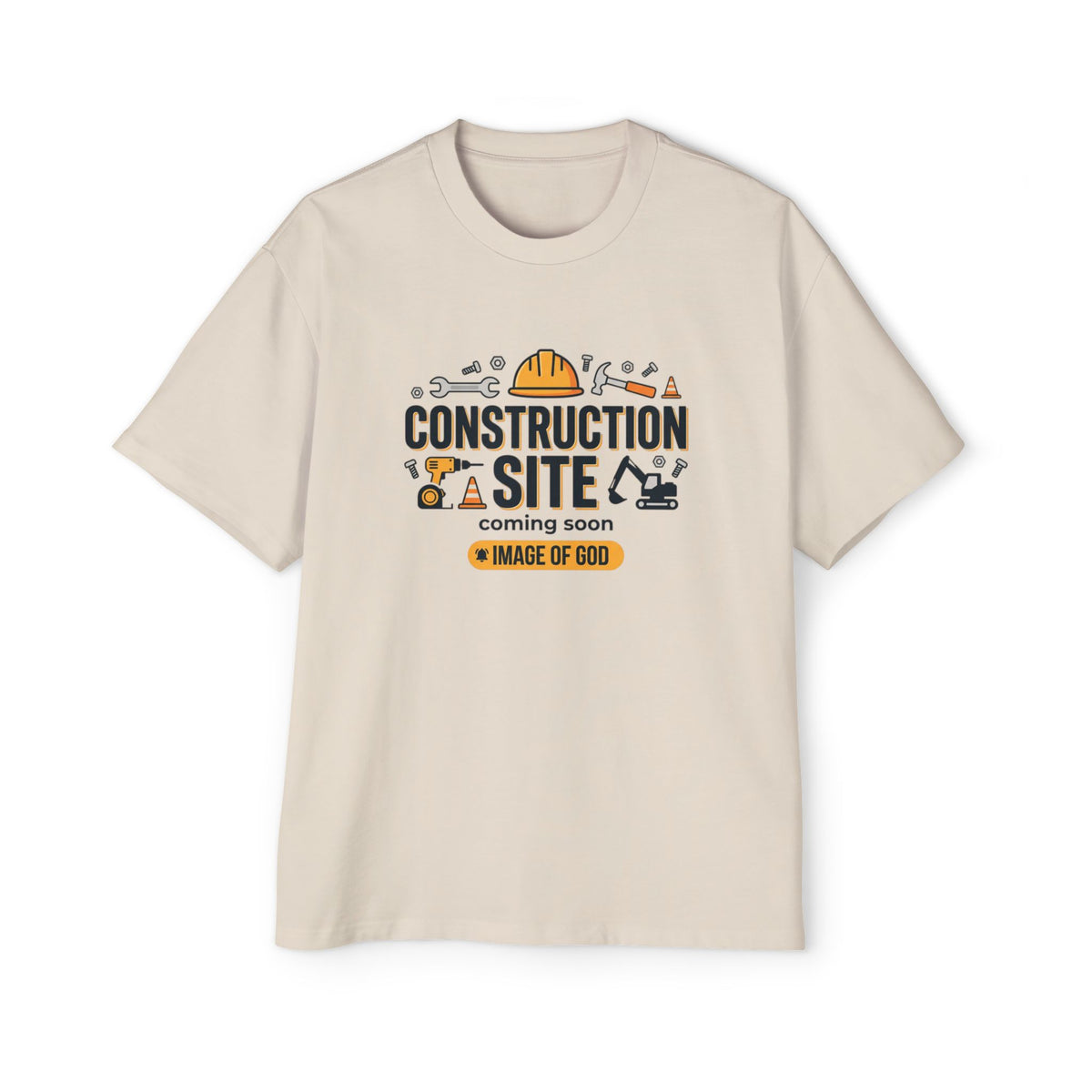 Construction Site Tee — "Coming Soon: Image of God" Graphic T-Shirt