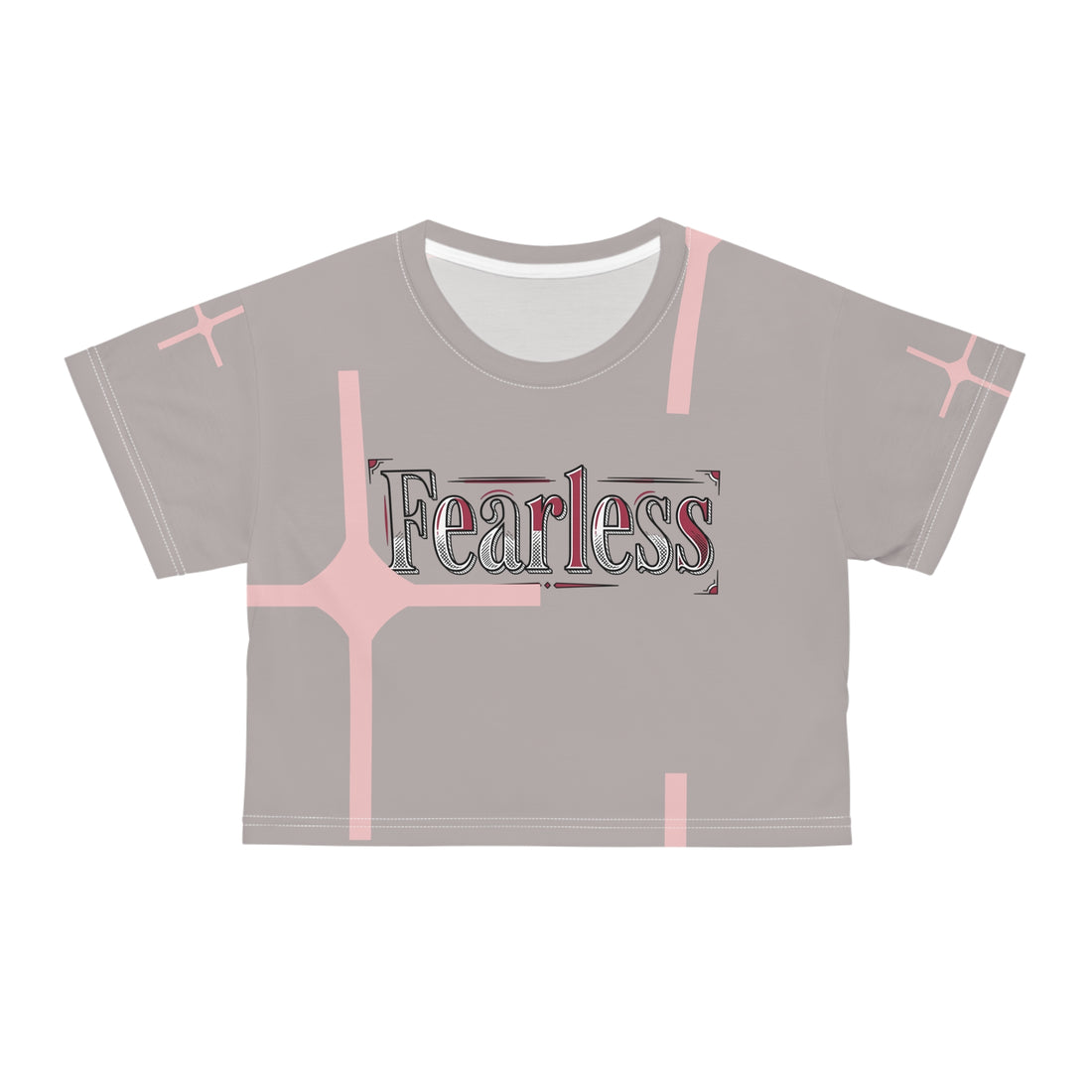 pink cross graphic crop tee for women with &