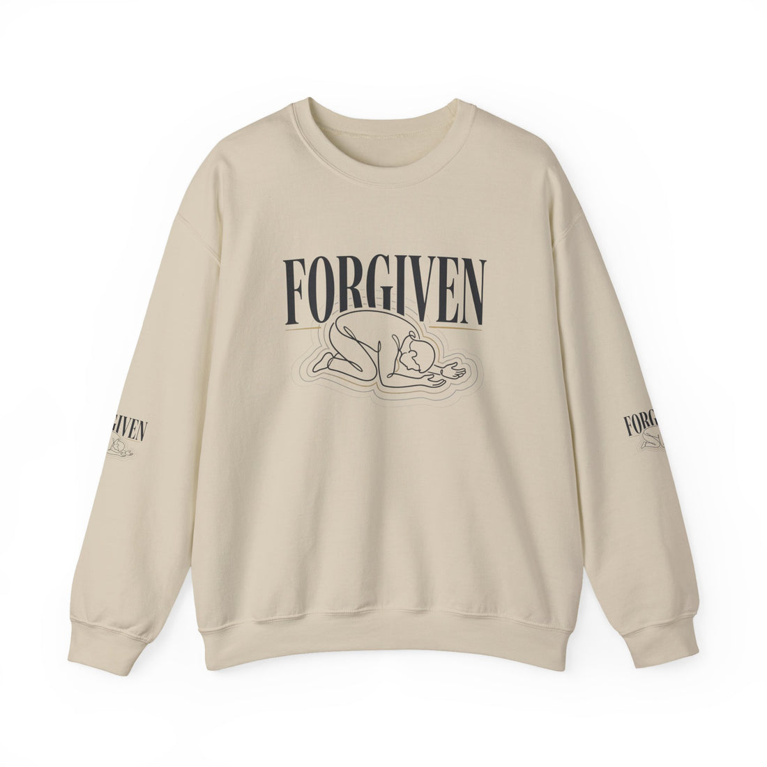 "Forgiven" Heavy Blend Crewneck Sweatshirt — Unisex Graphic Pullover