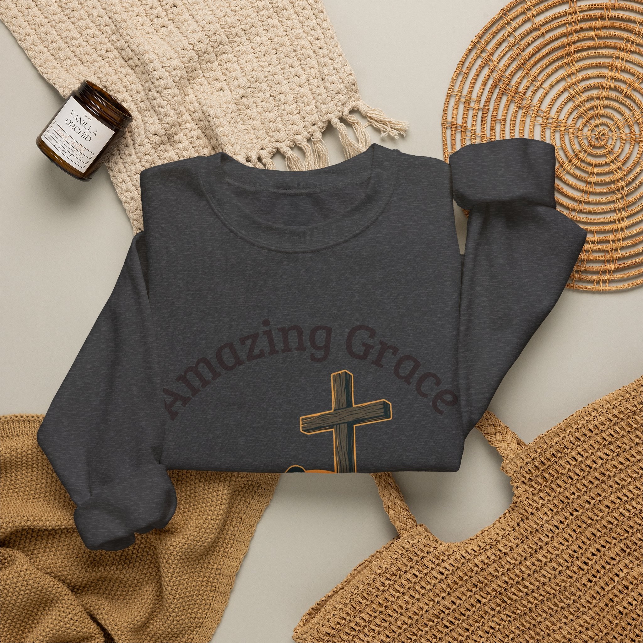 "Amazing Grace" Hallelujah Graphic Crewneck Sweatshirt — Unisex Pullover