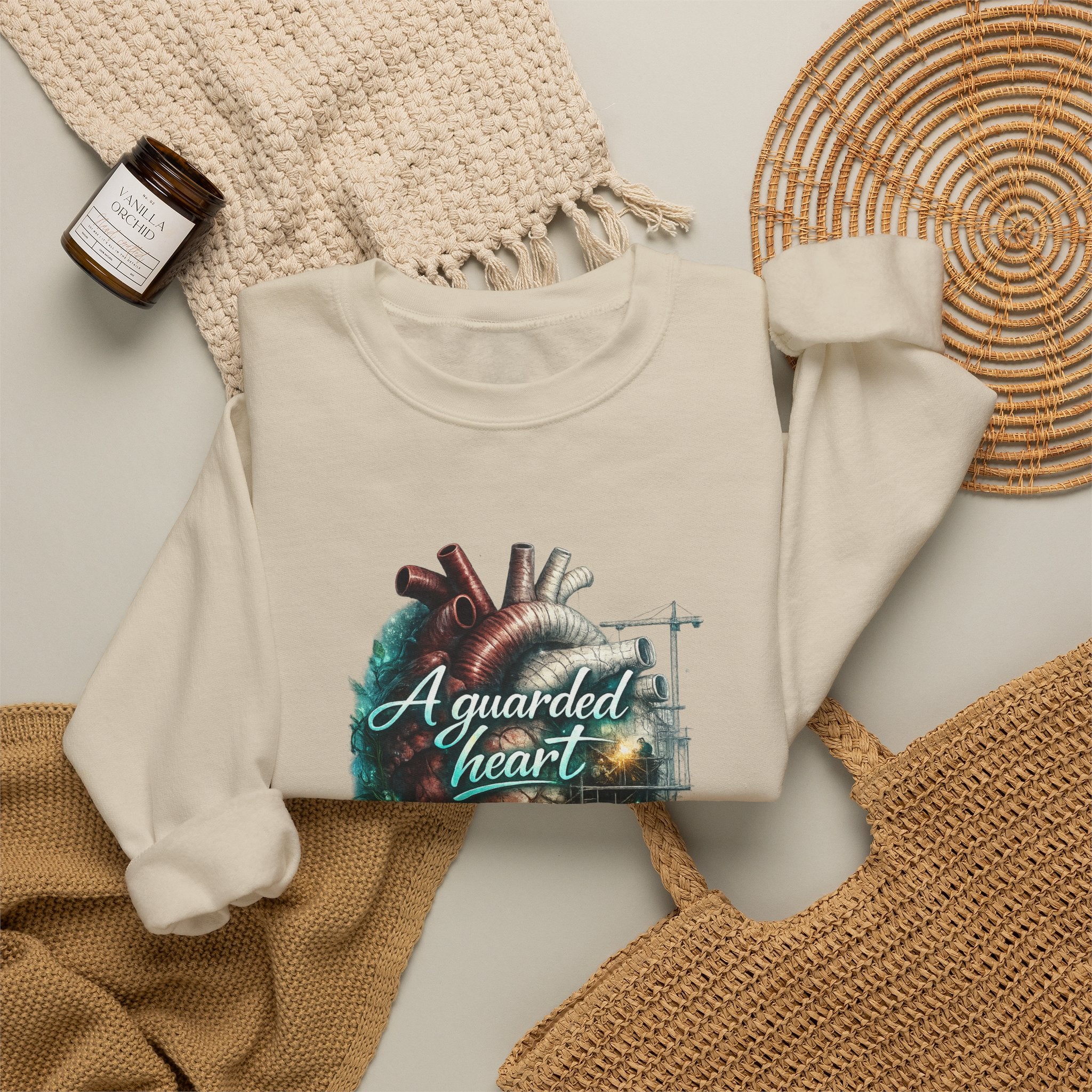 "A Guarded Heart" Crewneck Sweatshirt — Unisex Graphic Pullover