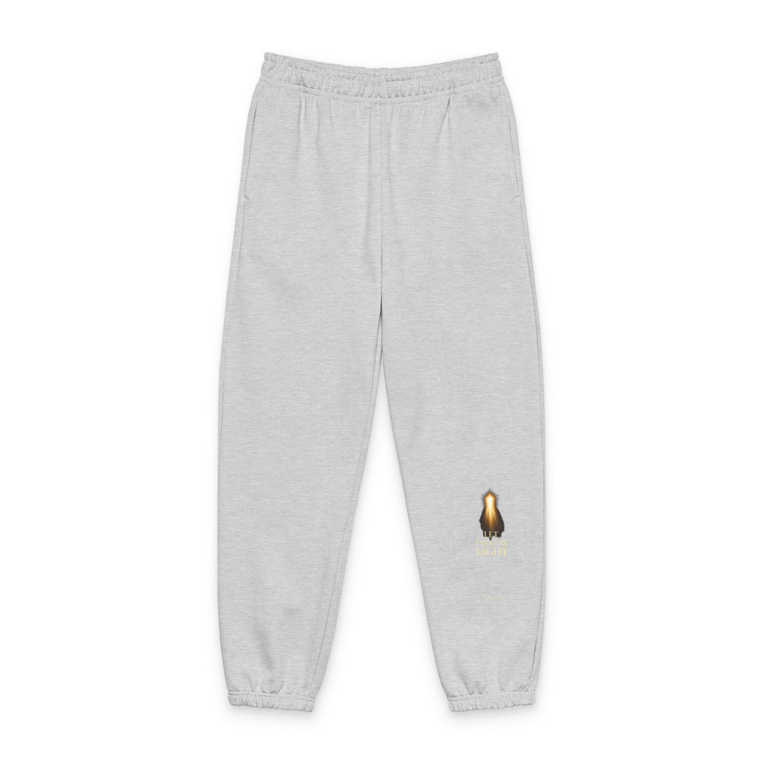 "Let There Be Light" Minimal Gold Flame Graphic Joggers — Unisex Cozy Lounge Pants