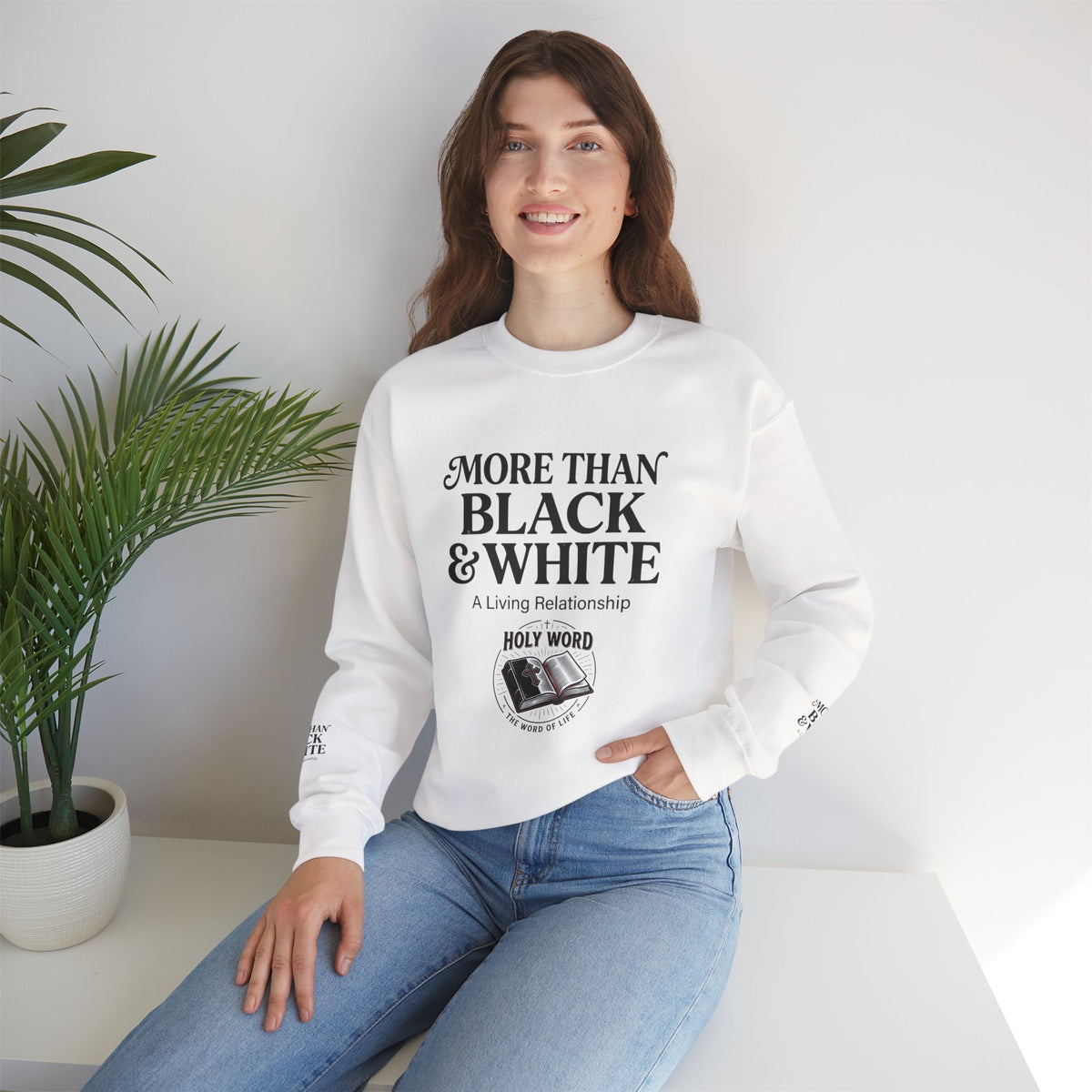 Mercy Manna More Than Black & White Crewneck Sweatshirt