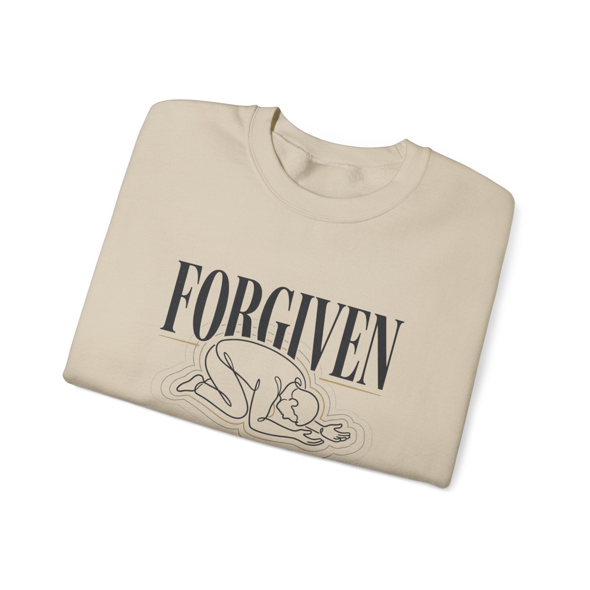 "Forgiven" Heavy Blend Crewneck Sweatshirt — Unisex Graphic Pullover