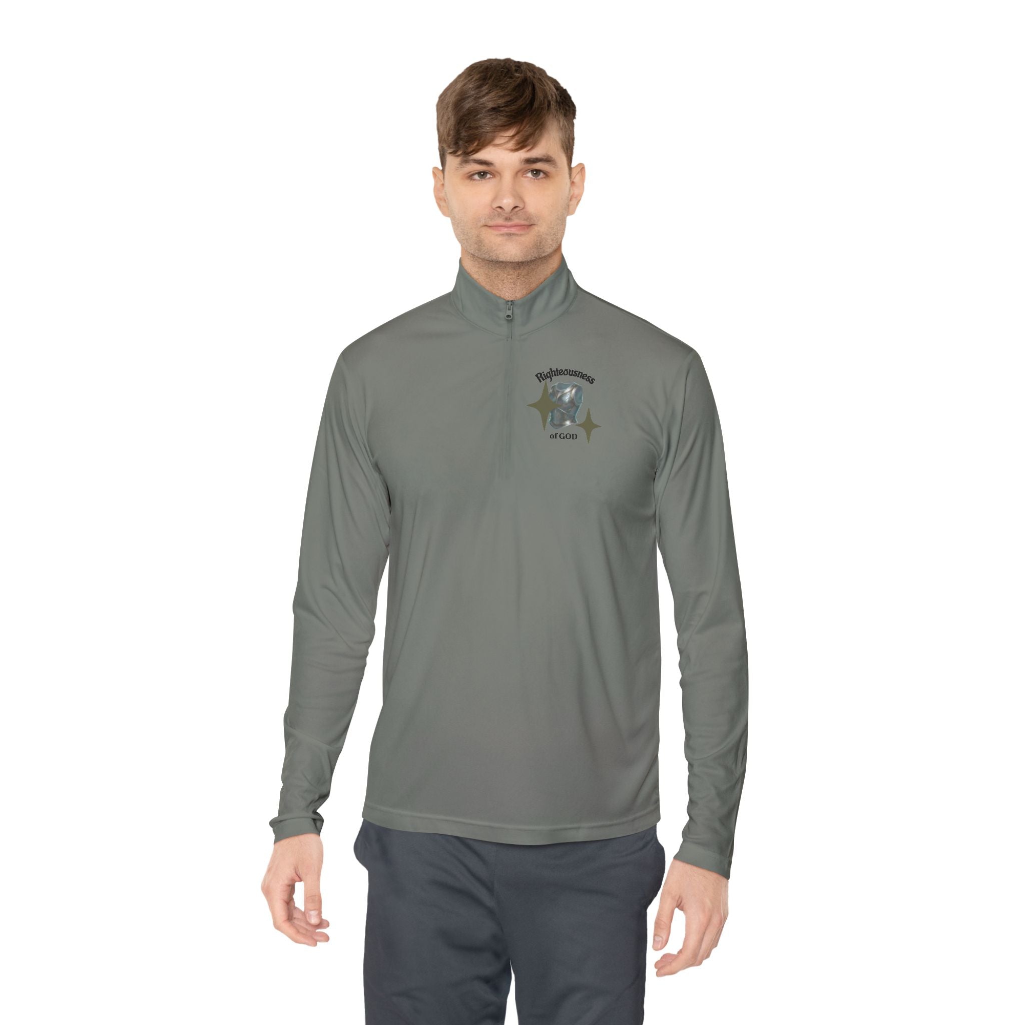 "Breastplate of Righteousness" Quarter-Zip Pullover — Unisex Graphic Sweatshirt