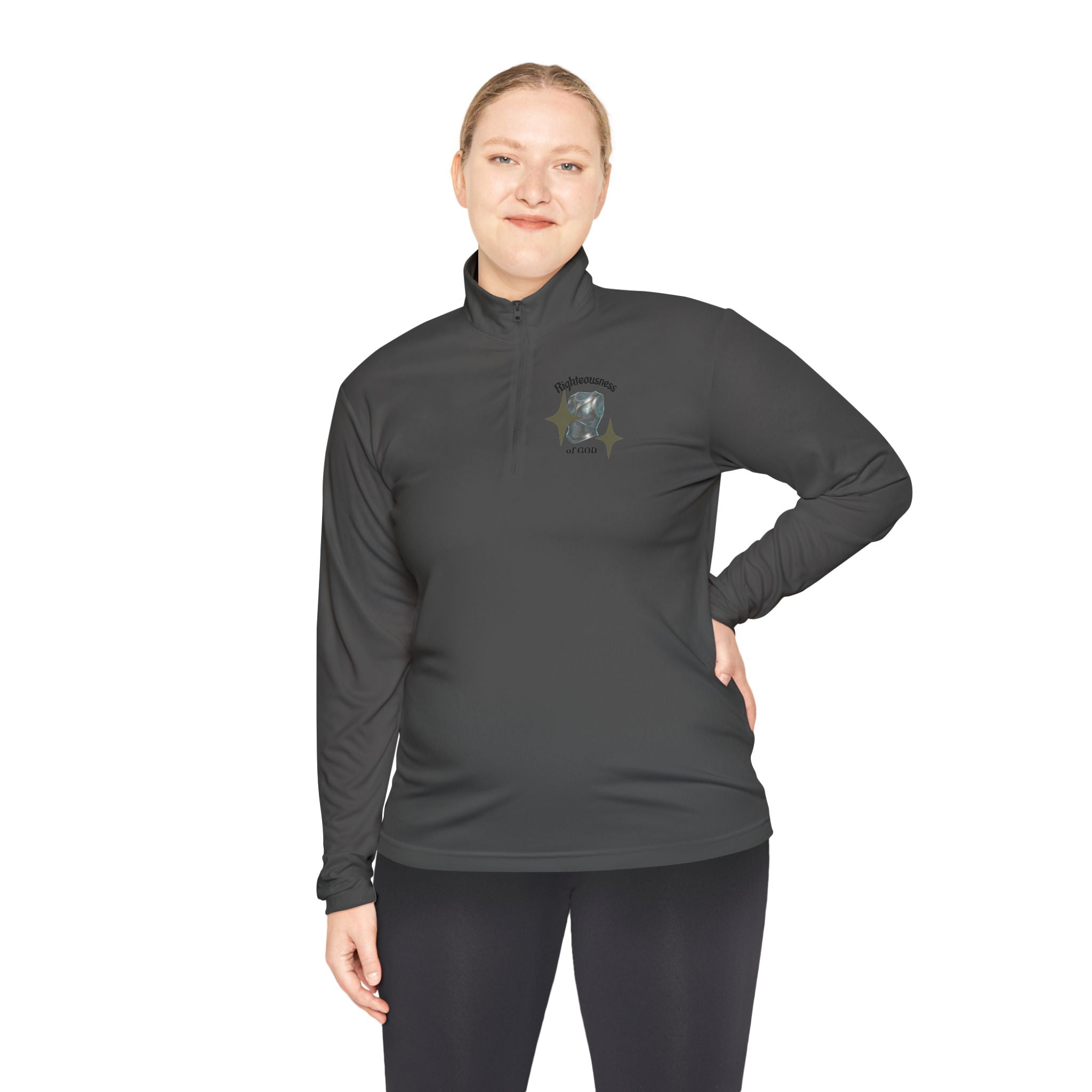 "Breastplate of Righteousness" Quarter-Zip Pullover — Unisex Graphic Sweatshirt