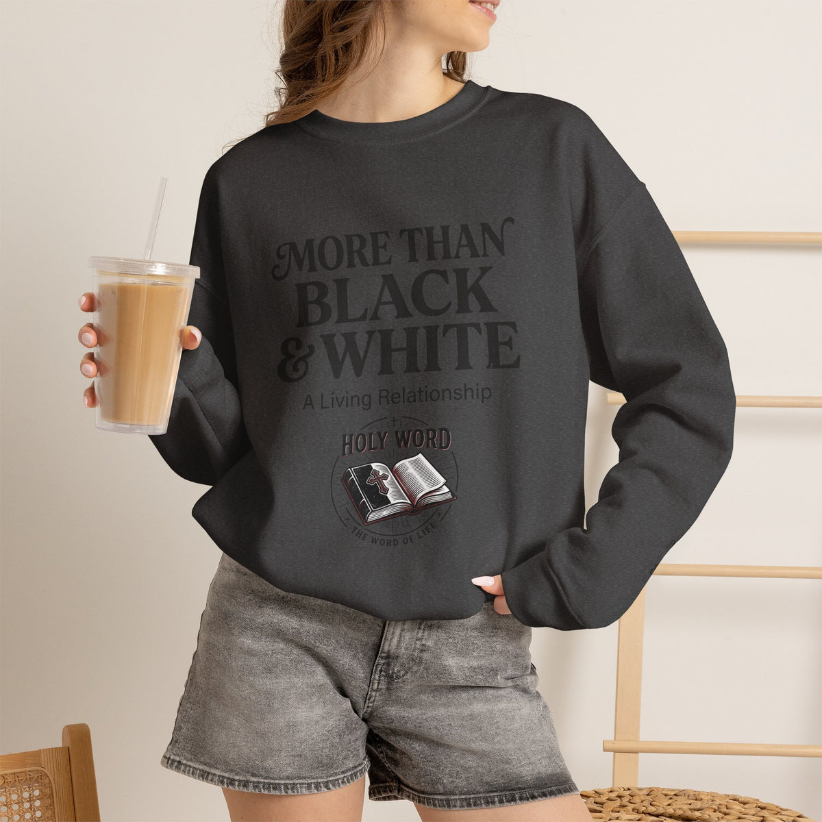 Mercy Manna More Than Black & White Crewneck Sweatshirt