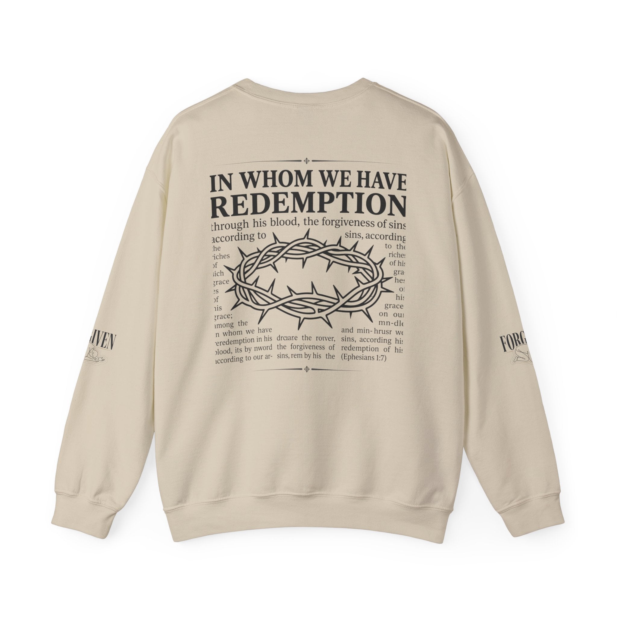"Forgiven" Heavy Blend Crewneck Sweatshirt — Unisex Graphic Pullover