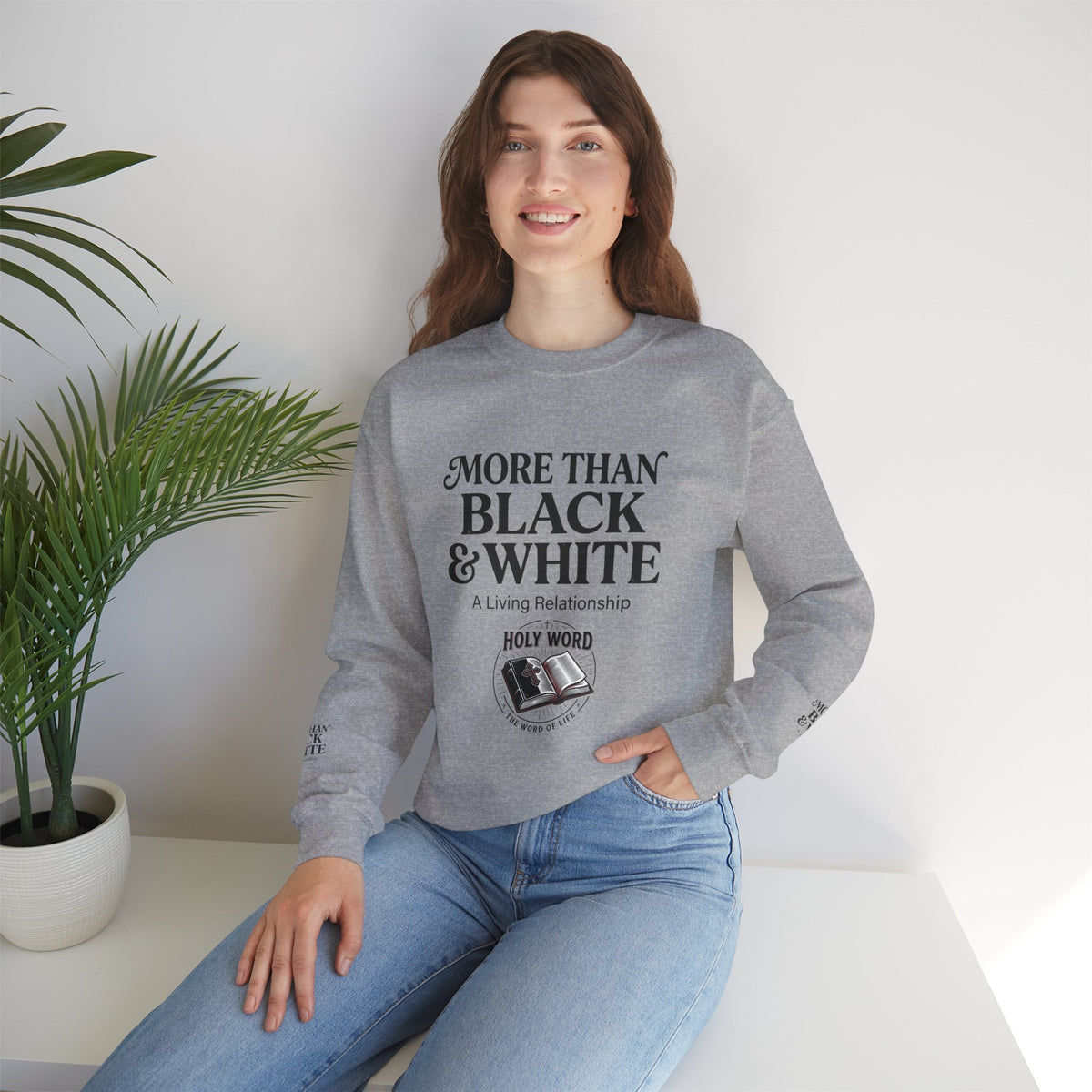 Mercy Manna More Than Black & White Crewneck Sweatshirt