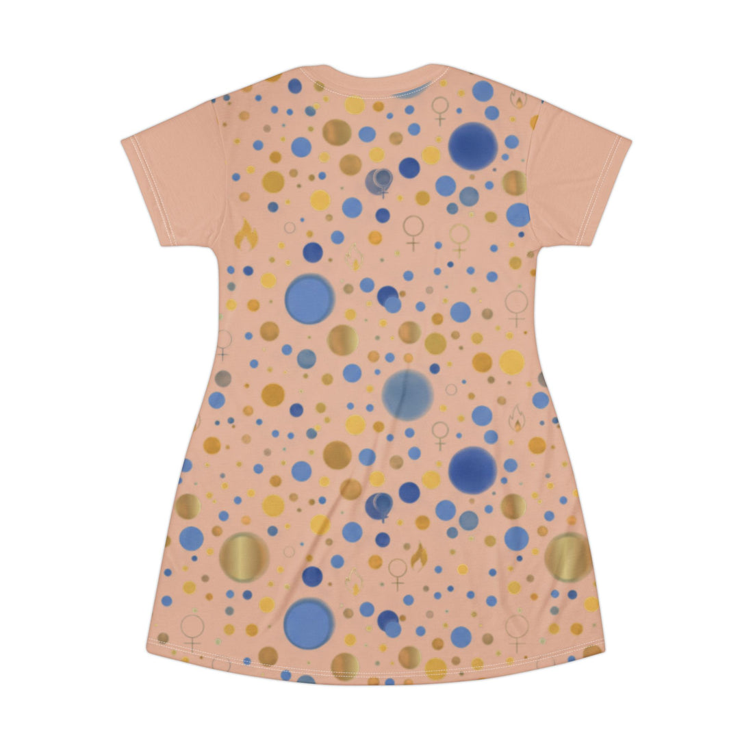 "Dependent on God" Peach Polka Dot All-Over Print T-Shirt Dress — Women&
