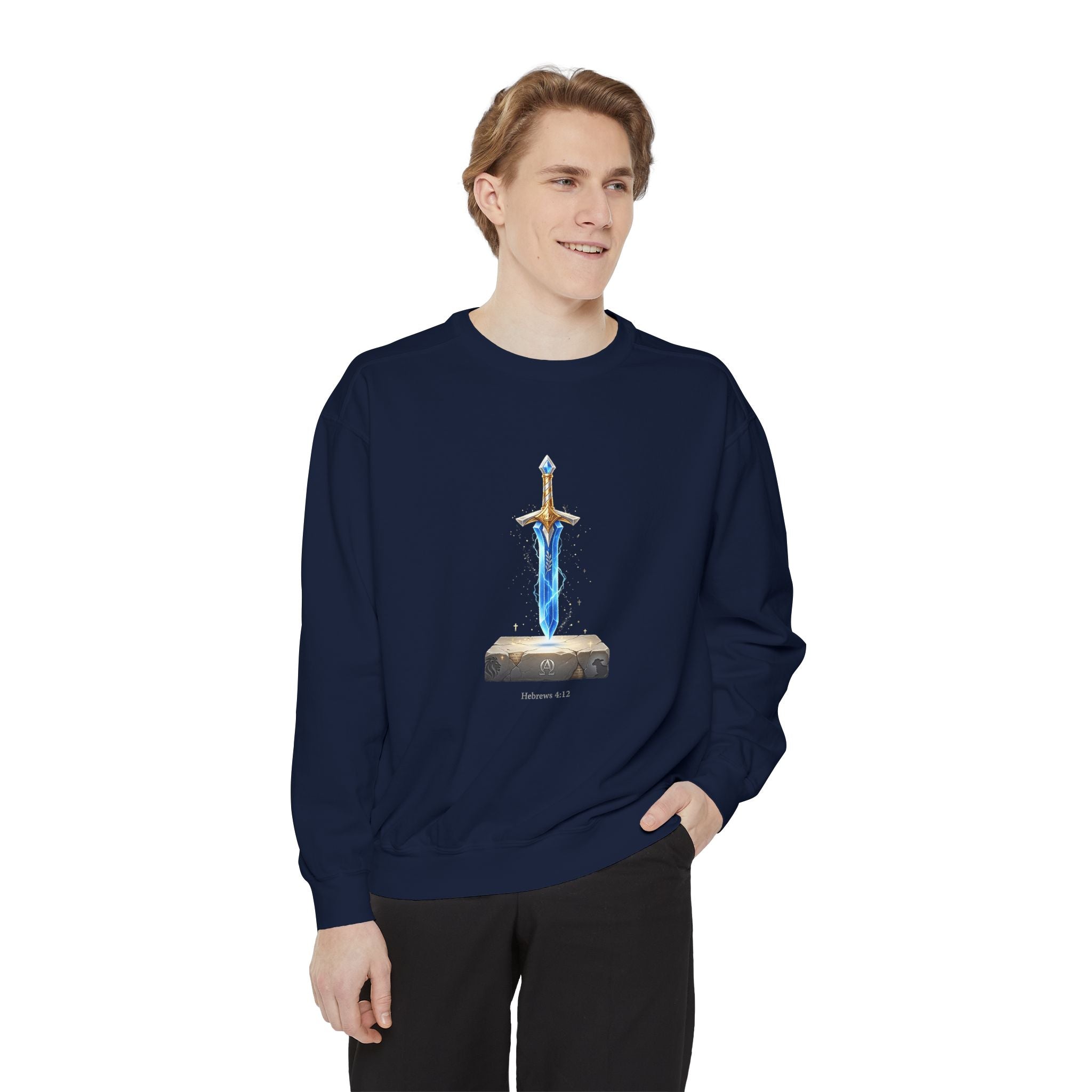 "Hebrews 4:12" Sword Graphic Crewneck Sweatshirt — Unisex Pullover