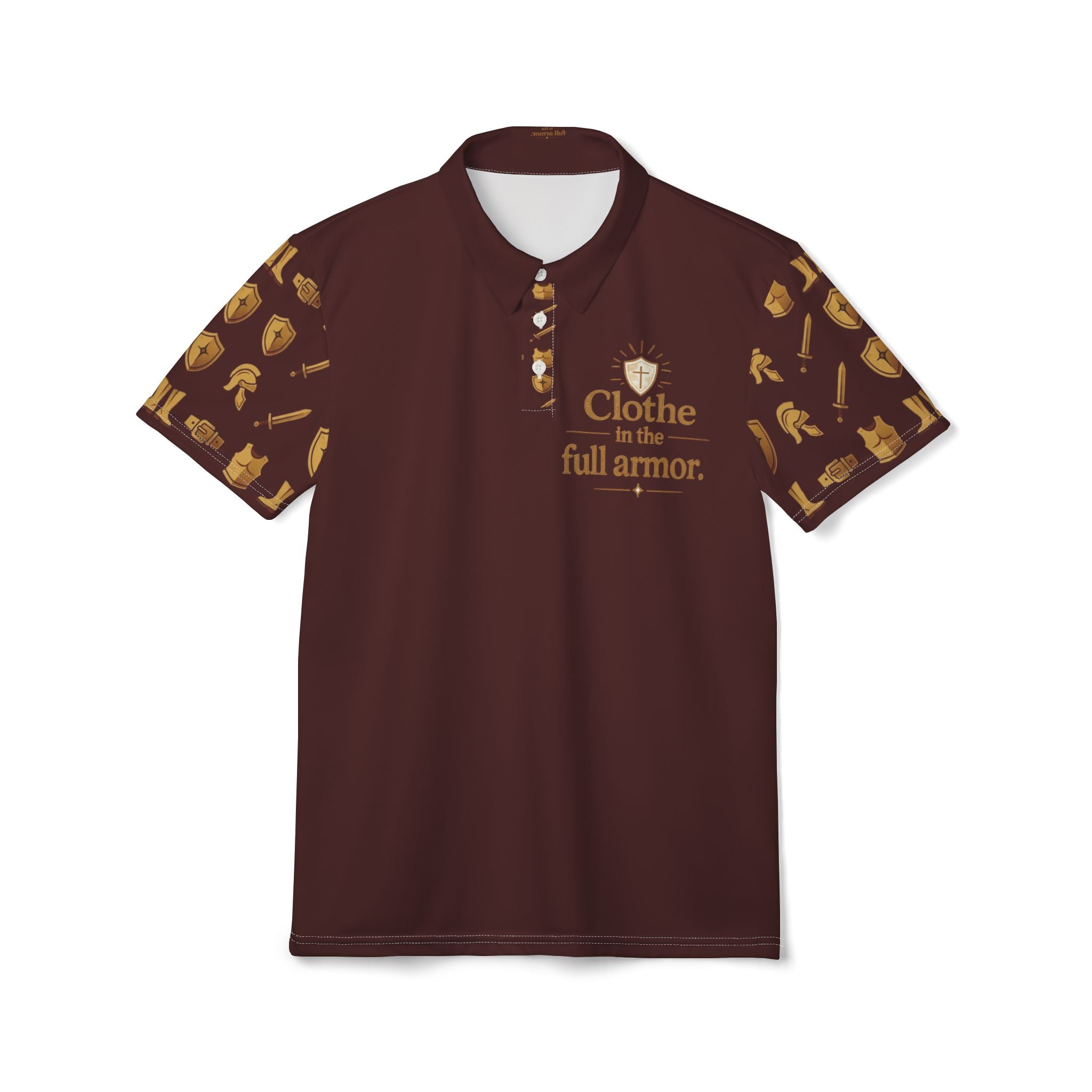 "Clothe in the Full Armor" Brown Graphic Polo Shirt — Unisex Ephesians 6:11